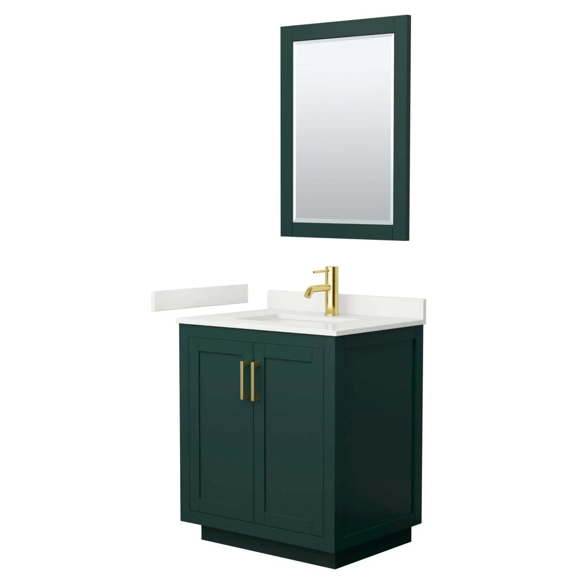 30" Miranda Single Bathroom Vanity in Green with Brushed Gold Trim & 24" Mirror by Wyndham