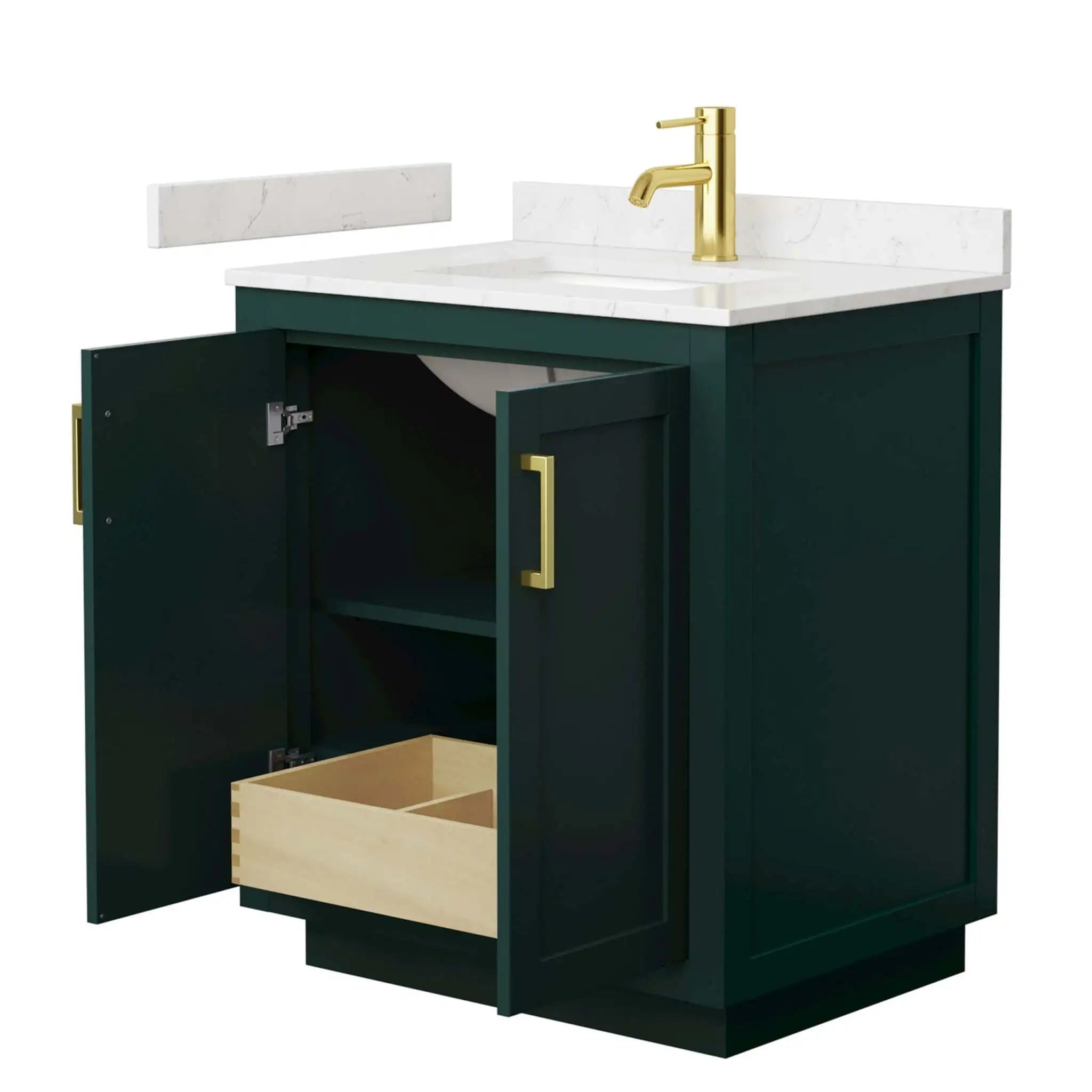 30" Miranda Single Bathroom Vanity in Green with Brushed Gold Trim by Wyndham
