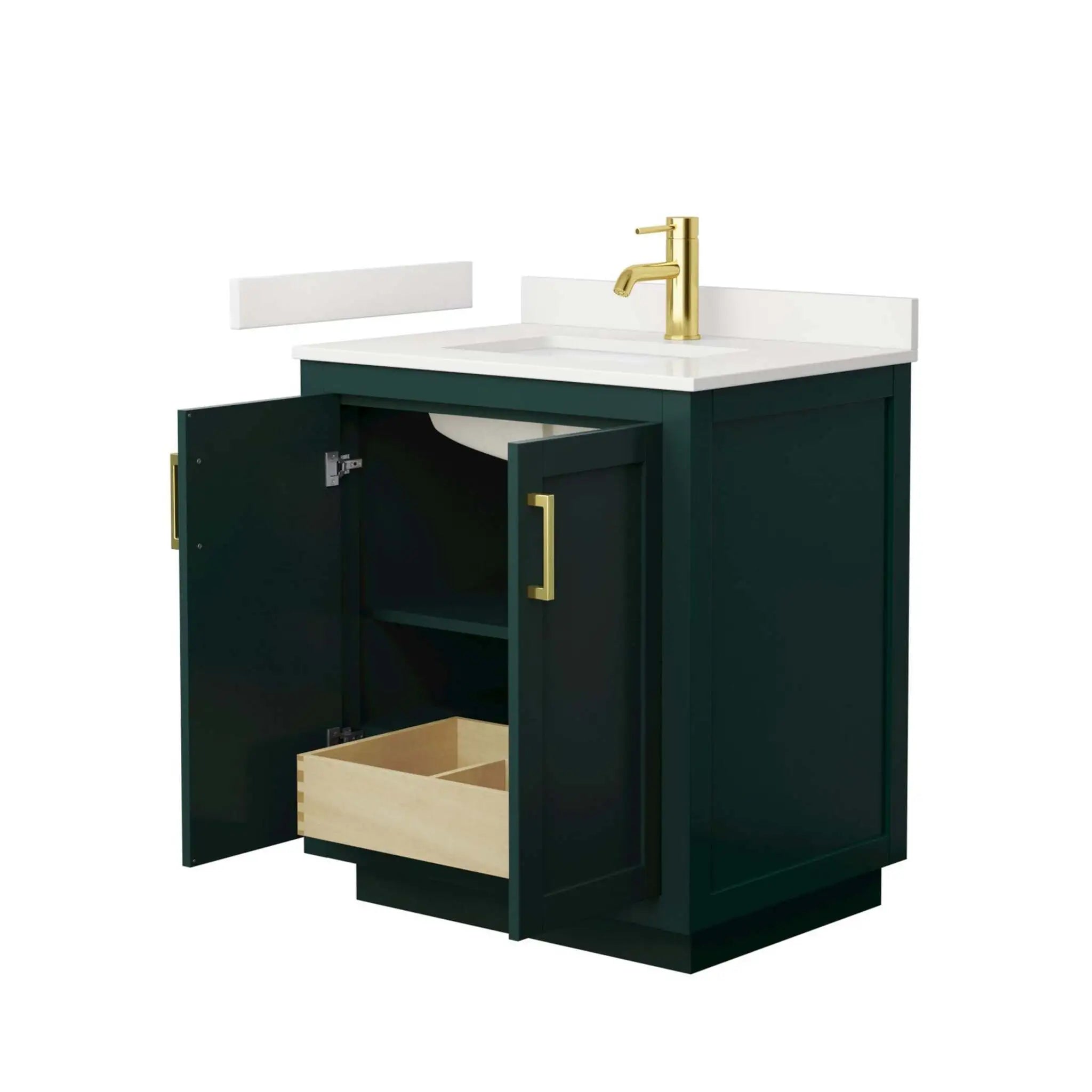 30" Miranda Single Bathroom Vanity in Green with Brushed Gold Trim by Wyndham