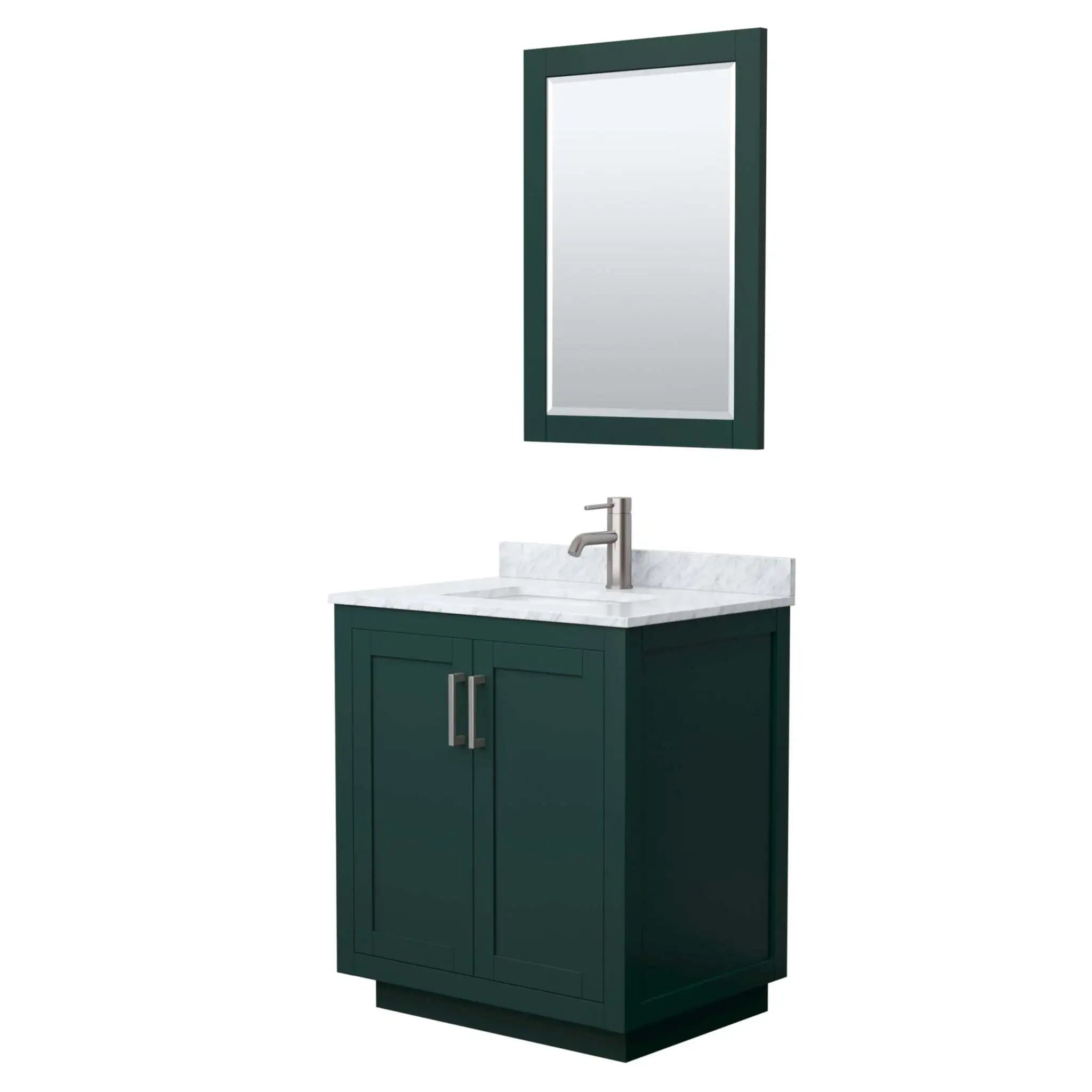 30" Miranda Single Bathroom Vanity in Green with Brushed Nickel Trim & 24" Mirror by Wyndham