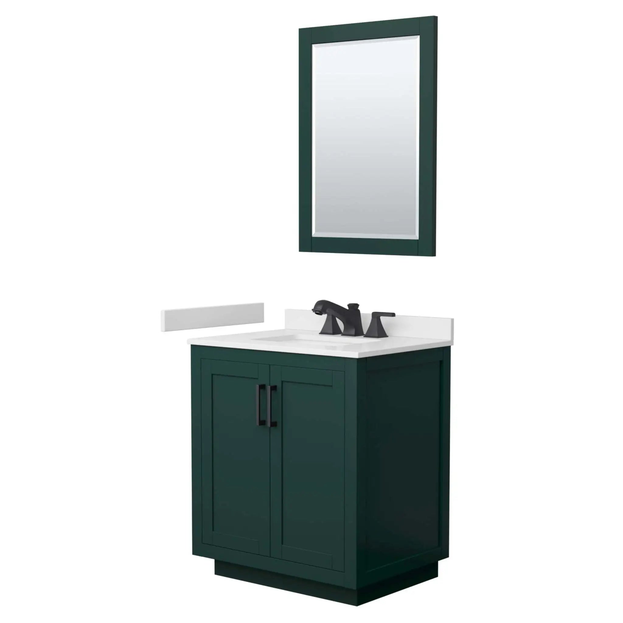 30" Miranda Single Bathroom Vanity in Green with Matte Black Trim & 24" Mirror by Wyndham