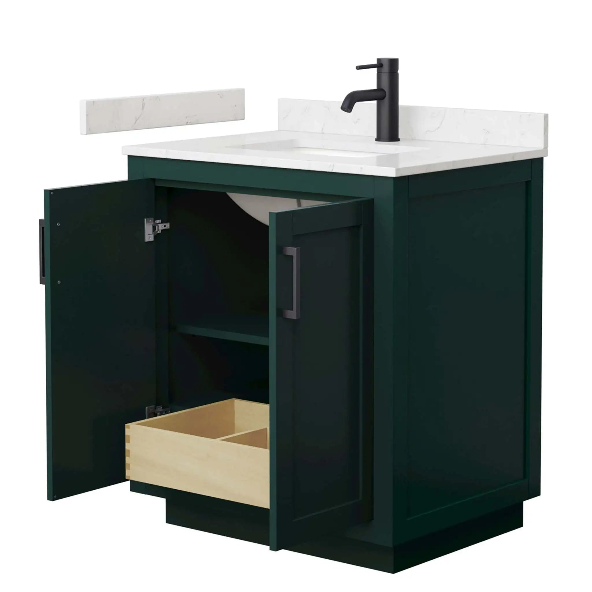 30" Miranda Single Bathroom Vanity in Green with Matte Black Trim by Wyndham