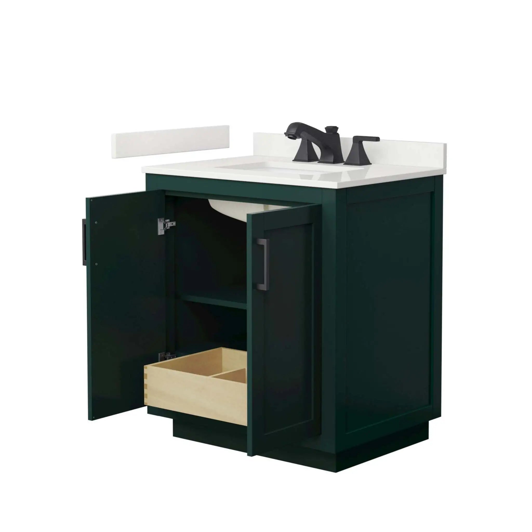 30" Miranda Single Bathroom Vanity in Green with Matte Black Trim by Wyndham