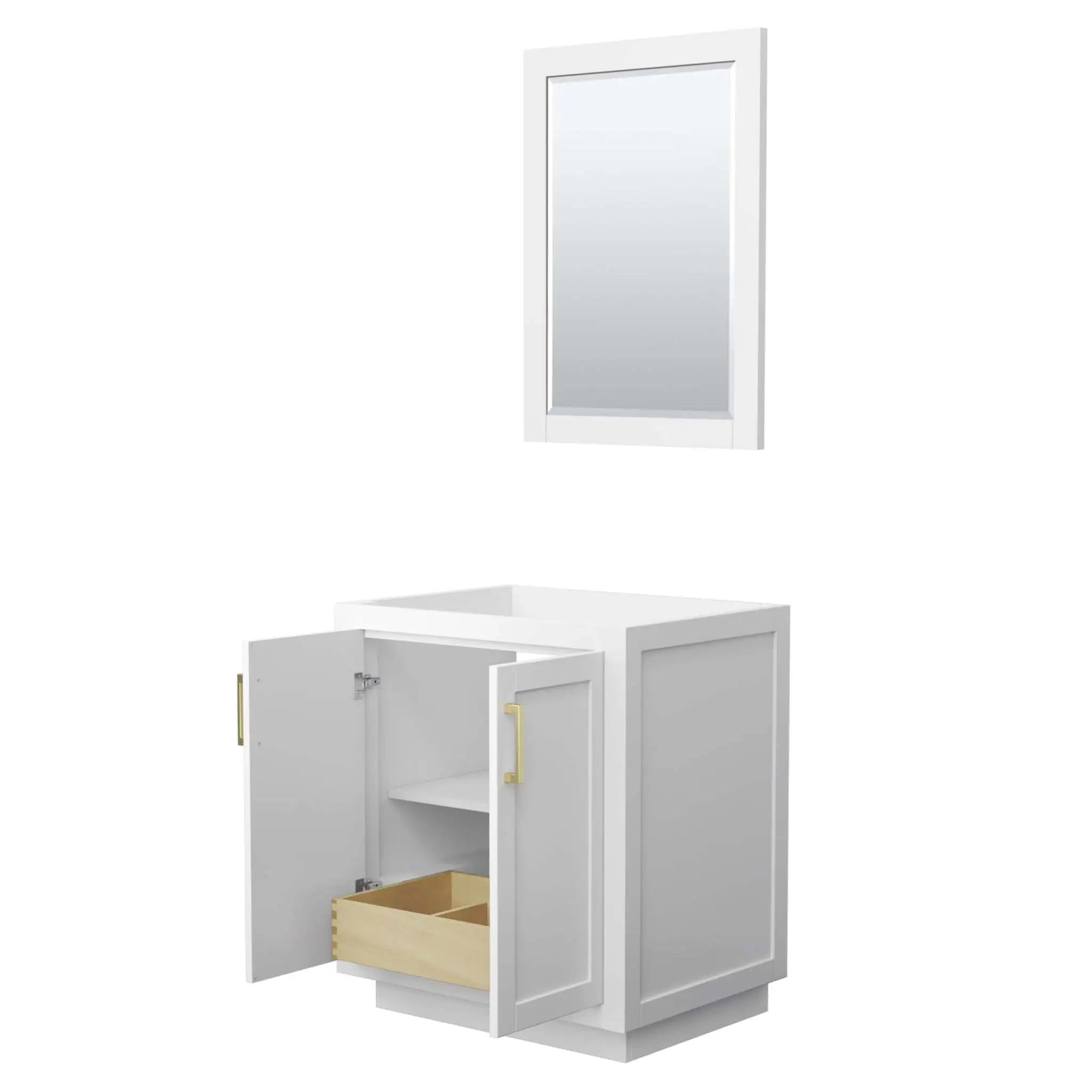 30" Miranda Single Bathroom Vanity in White with Brushed Gold Trim & 24" Mirror by Wyndham