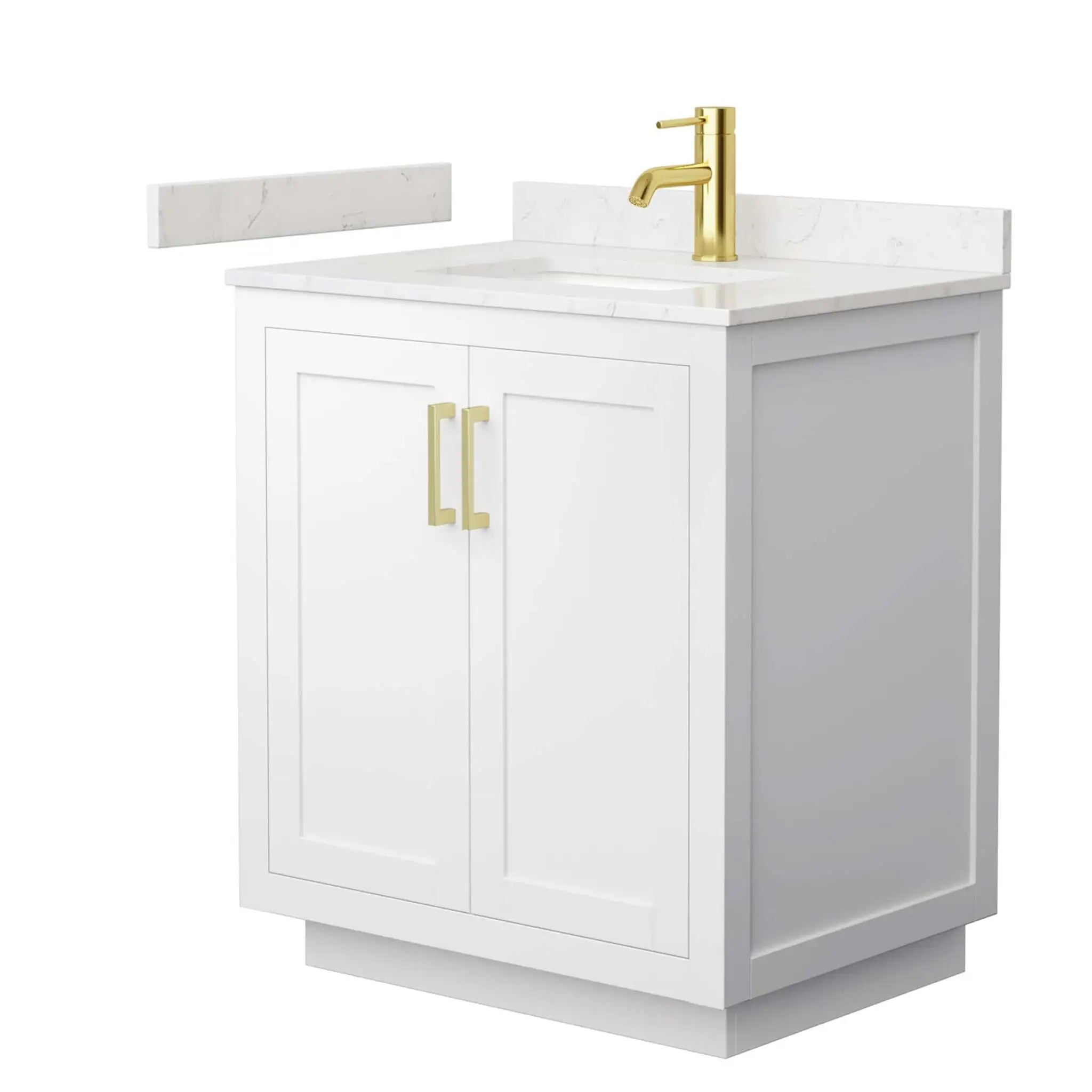 30" Miranda Single Bathroom Vanity in White with Brushed Gold Trim by Wyndham