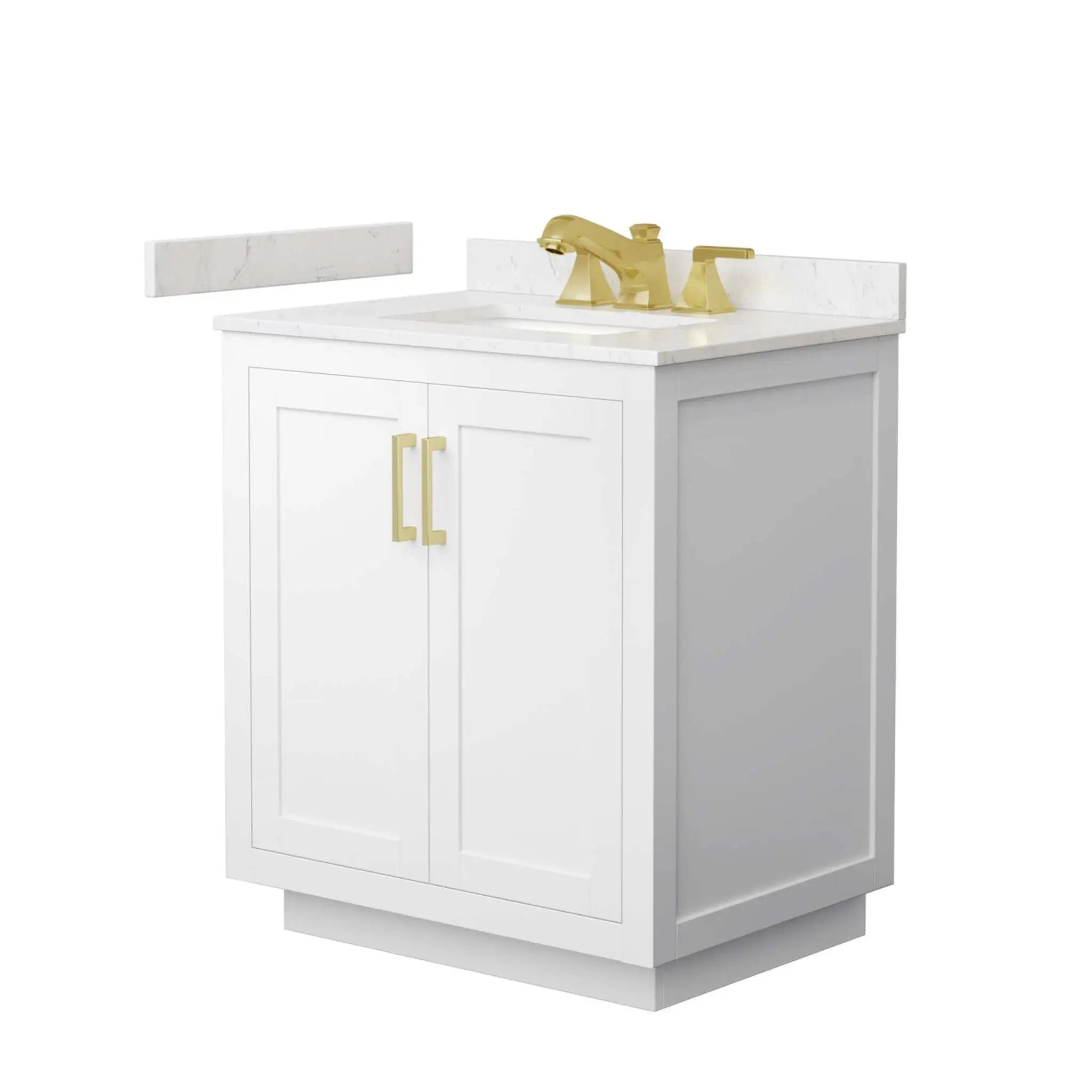 30" Miranda Single Bathroom Vanity in White with Brushed Gold Trim by Wyndham