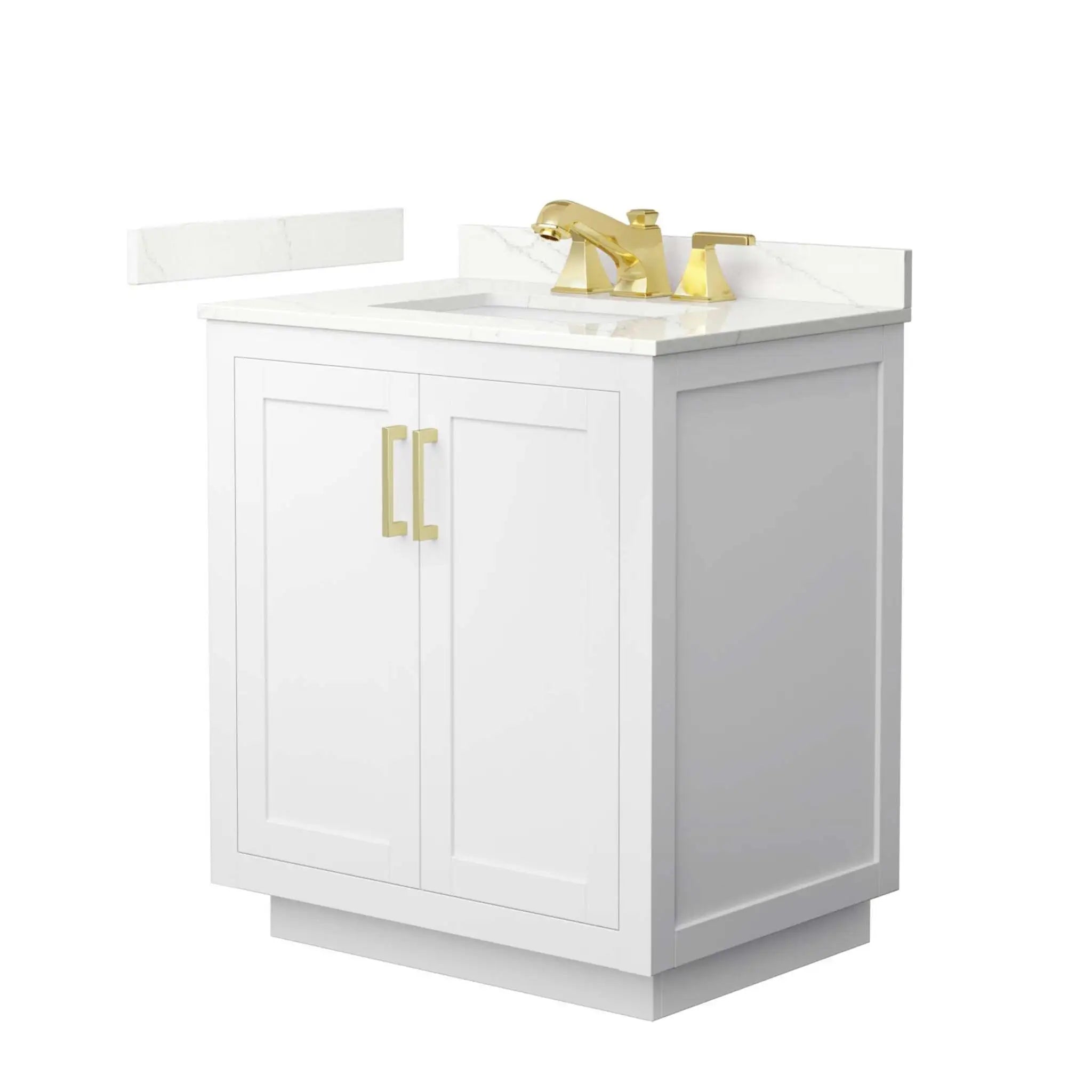 30" Miranda Single Bathroom Vanity in White with Brushed Gold Trim by Wyndham