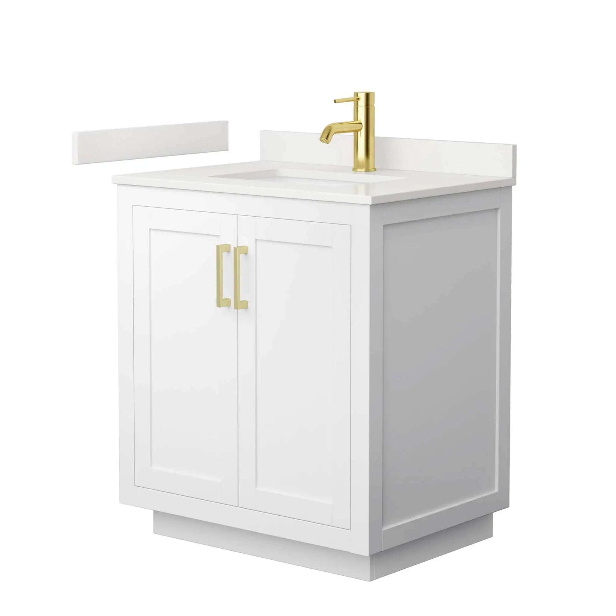 30" Miranda Single Bathroom Vanity in White with Brushed Gold Trim by Wyndham