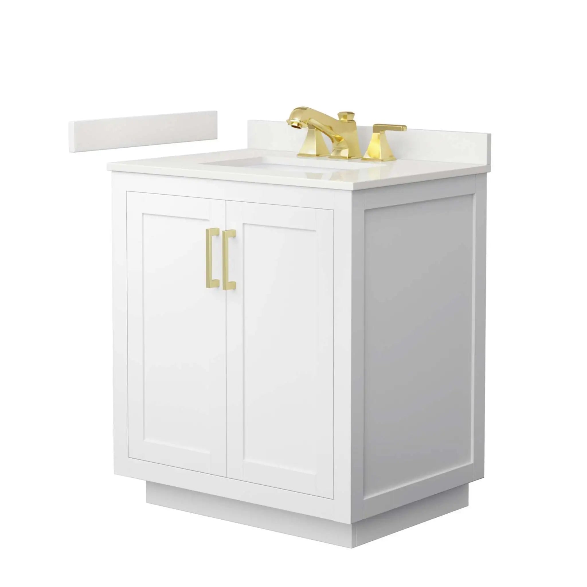 30" Miranda Single Bathroom Vanity in White with Brushed Gold Trim by Wyndham