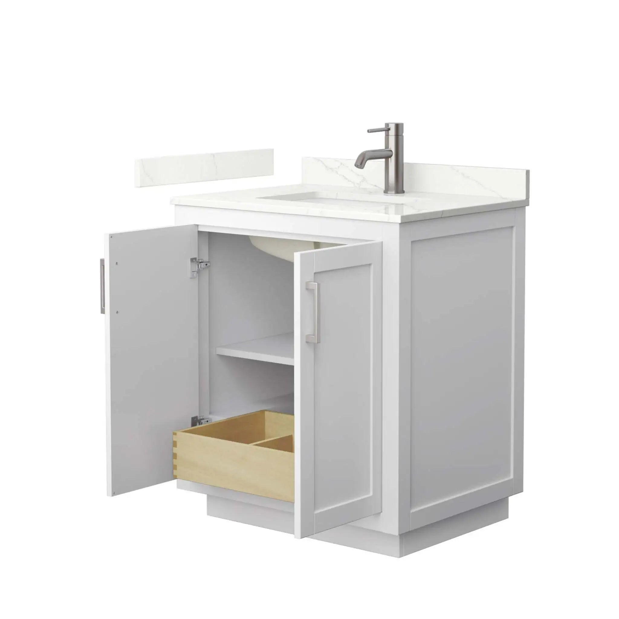 30" Miranda Single Bathroom Vanity in White with Brushed Nickel Trim by Wyndham