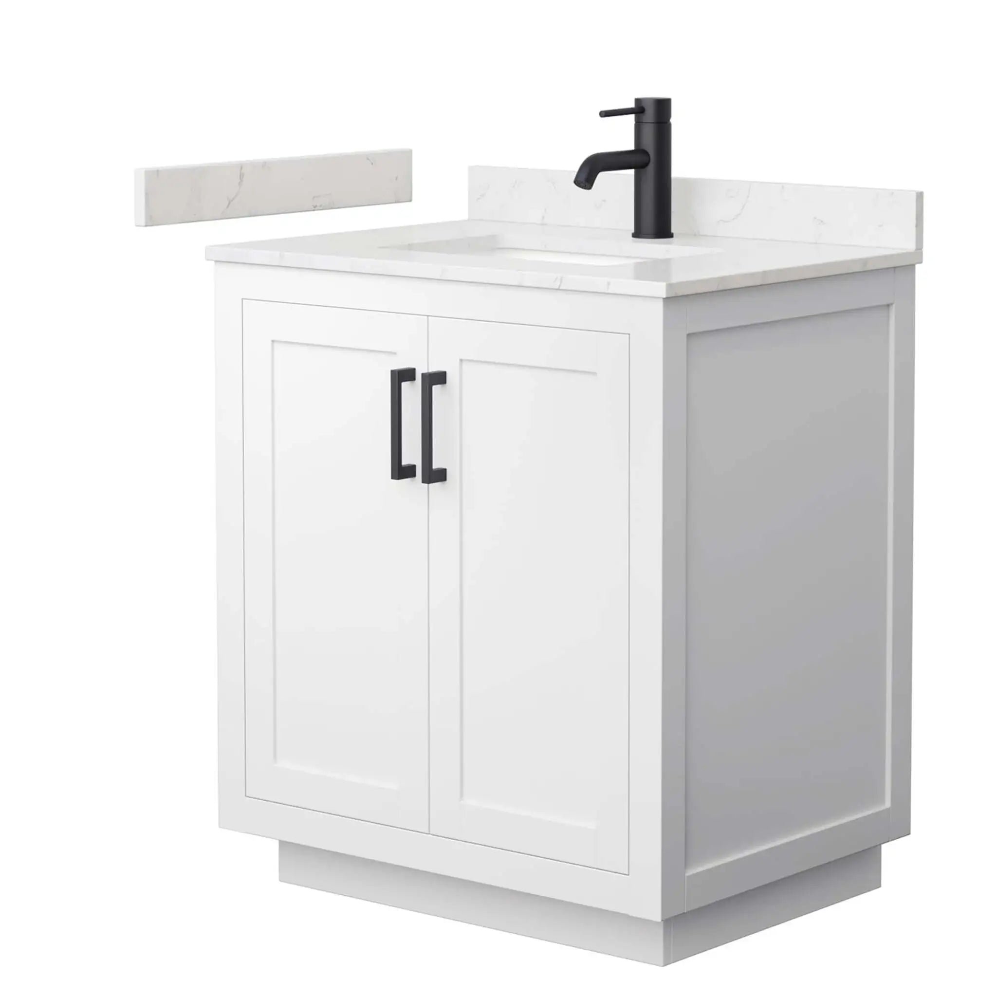 30" Miranda Single Bathroom Vanity in White with Matte Black Trim by Wyndham