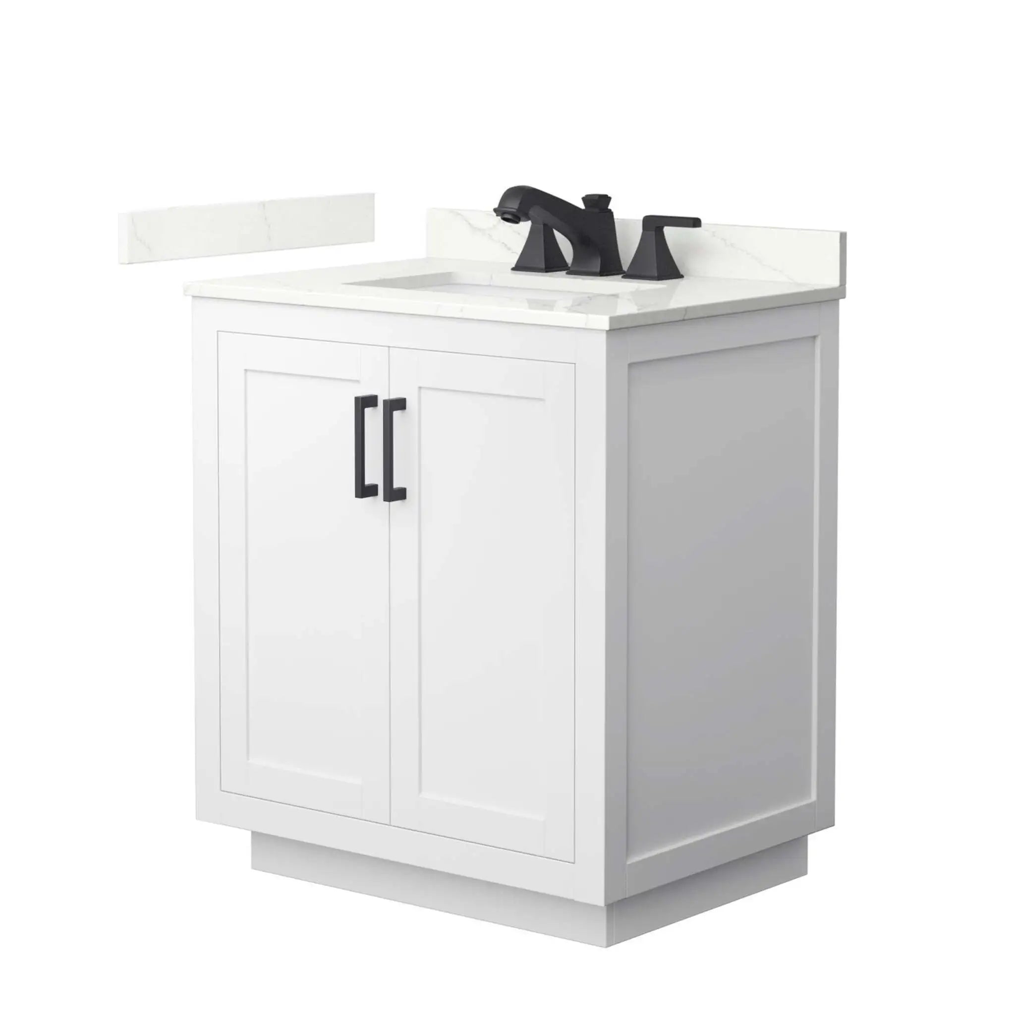 30" Miranda Single Bathroom Vanity in White with Matte Black Trim by Wyndham