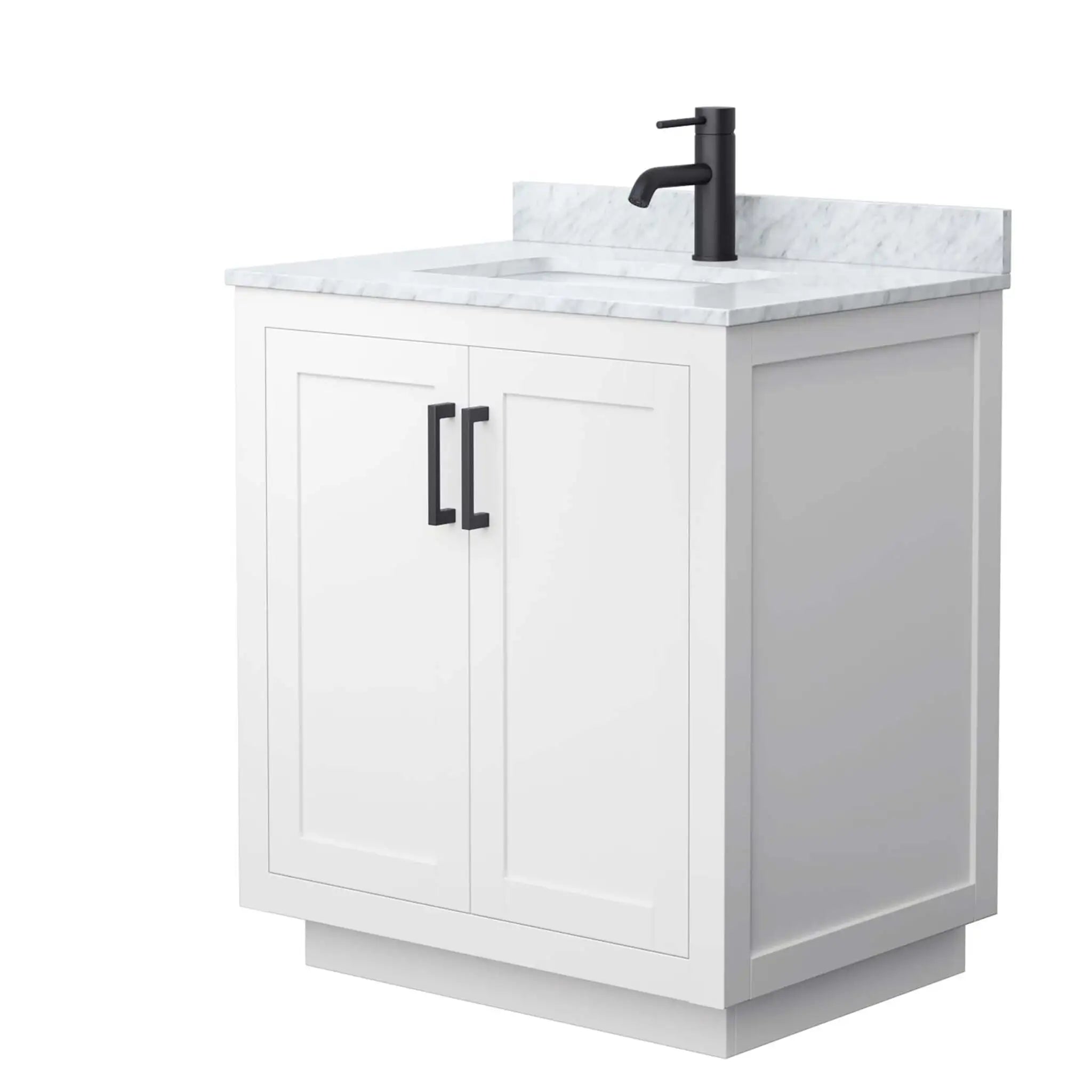 30" Miranda Single Bathroom Vanity in White with Matte Black Trim by Wyndham