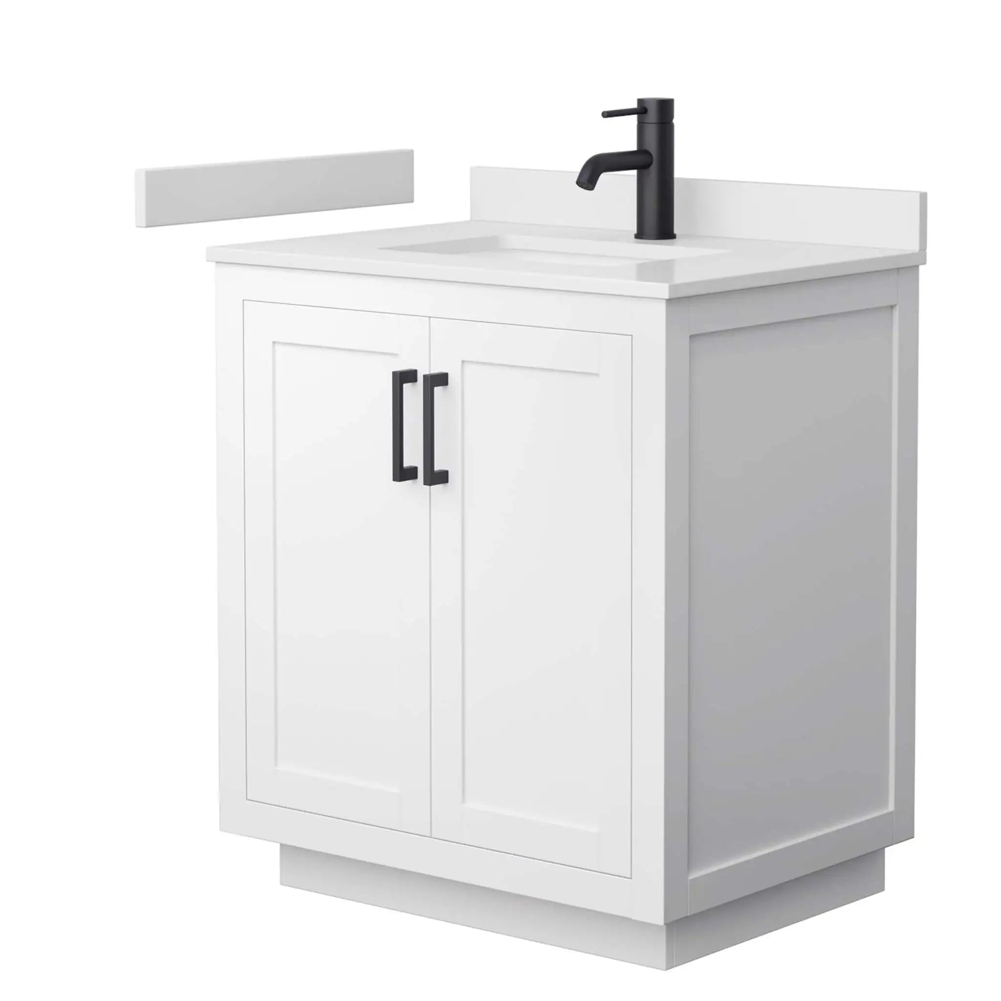 30" Miranda Single Bathroom Vanity in White with Matte Black Trim by Wyndham