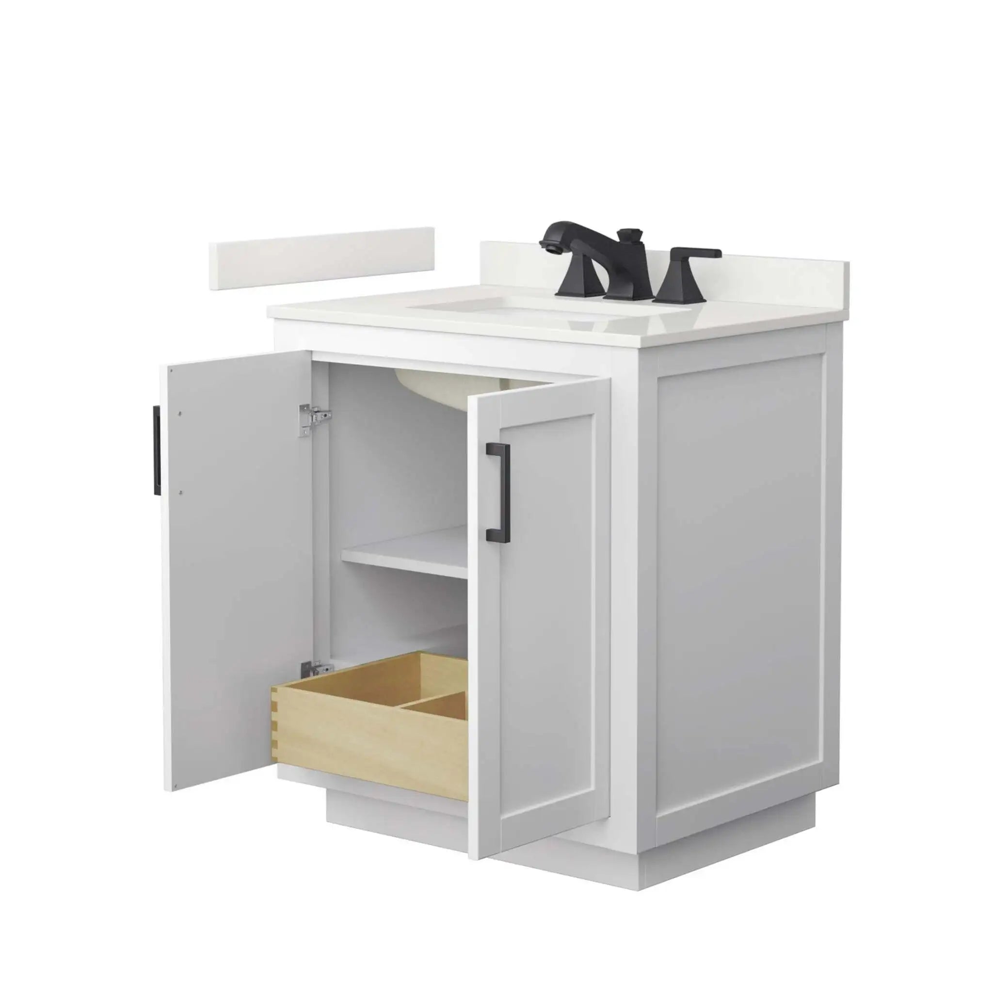 30" Miranda Single Bathroom Vanity in White with Matte Black Trim by Wyndham