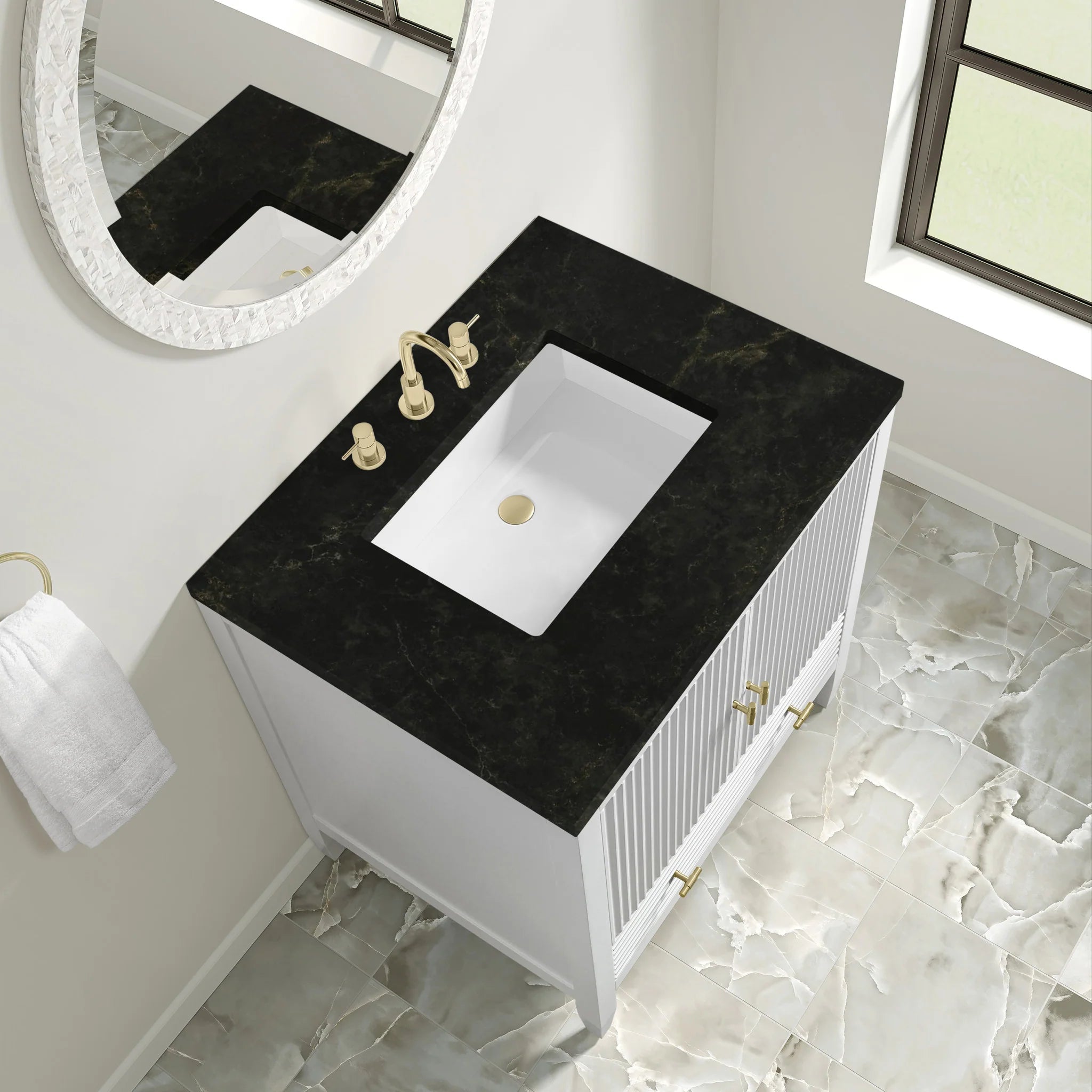 30" Myrrin Single Vanity in Bright White by James Martin Vanities-Phantome Eclos 5