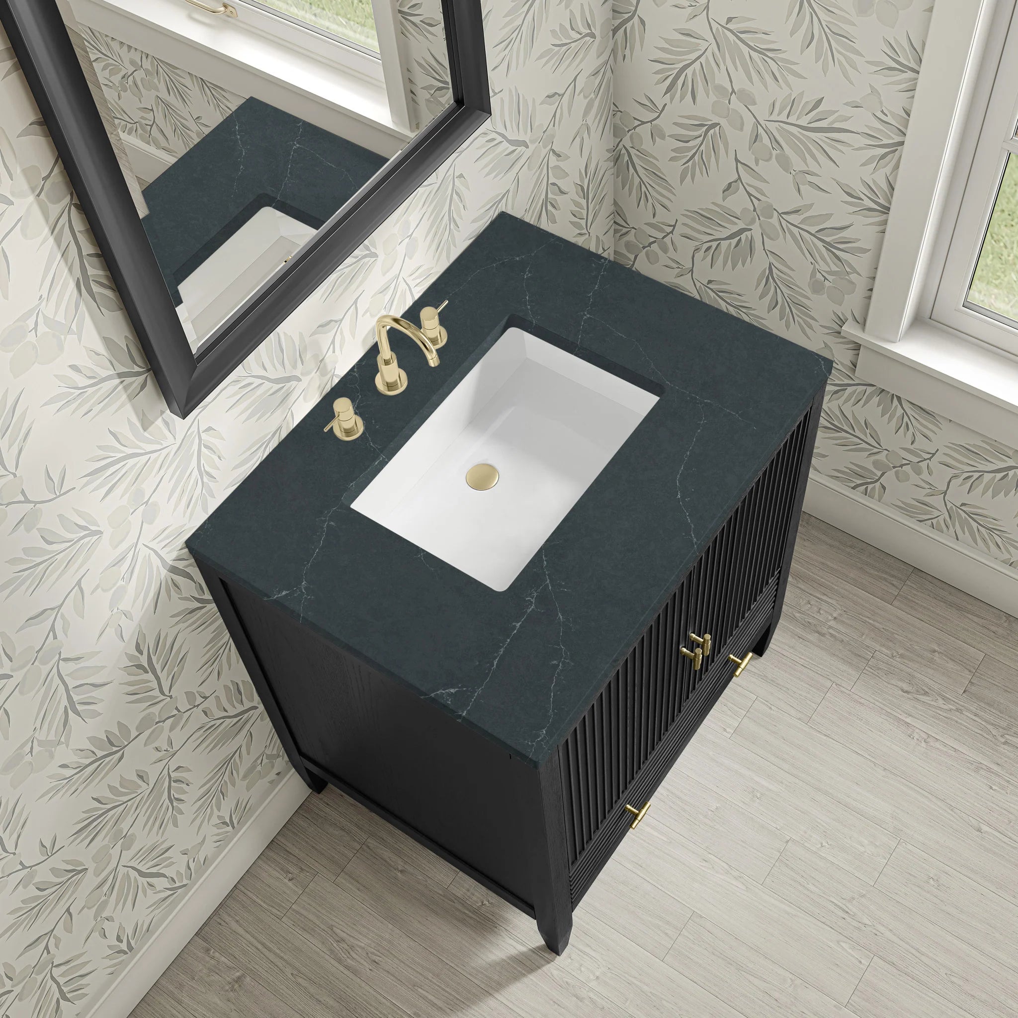 30" Myrrin Single Vanity in Carbon Oak by James Martin Vanities-Charcoal Soapstone Silestone 5