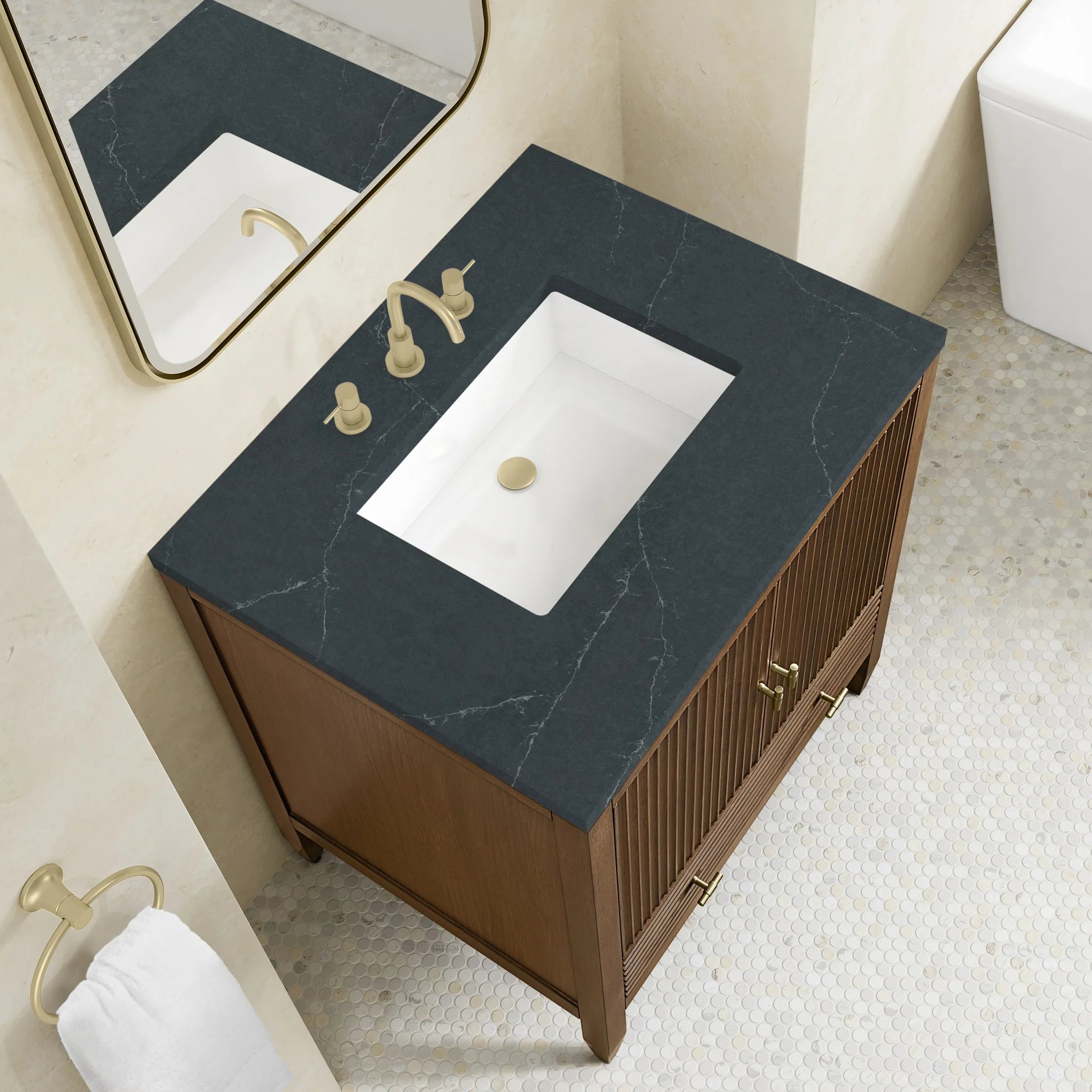 30" Myrrin Single Vanity in Mid-Century Walnut by James Martin Vanities-Charcoal Soapstone Silestone 5