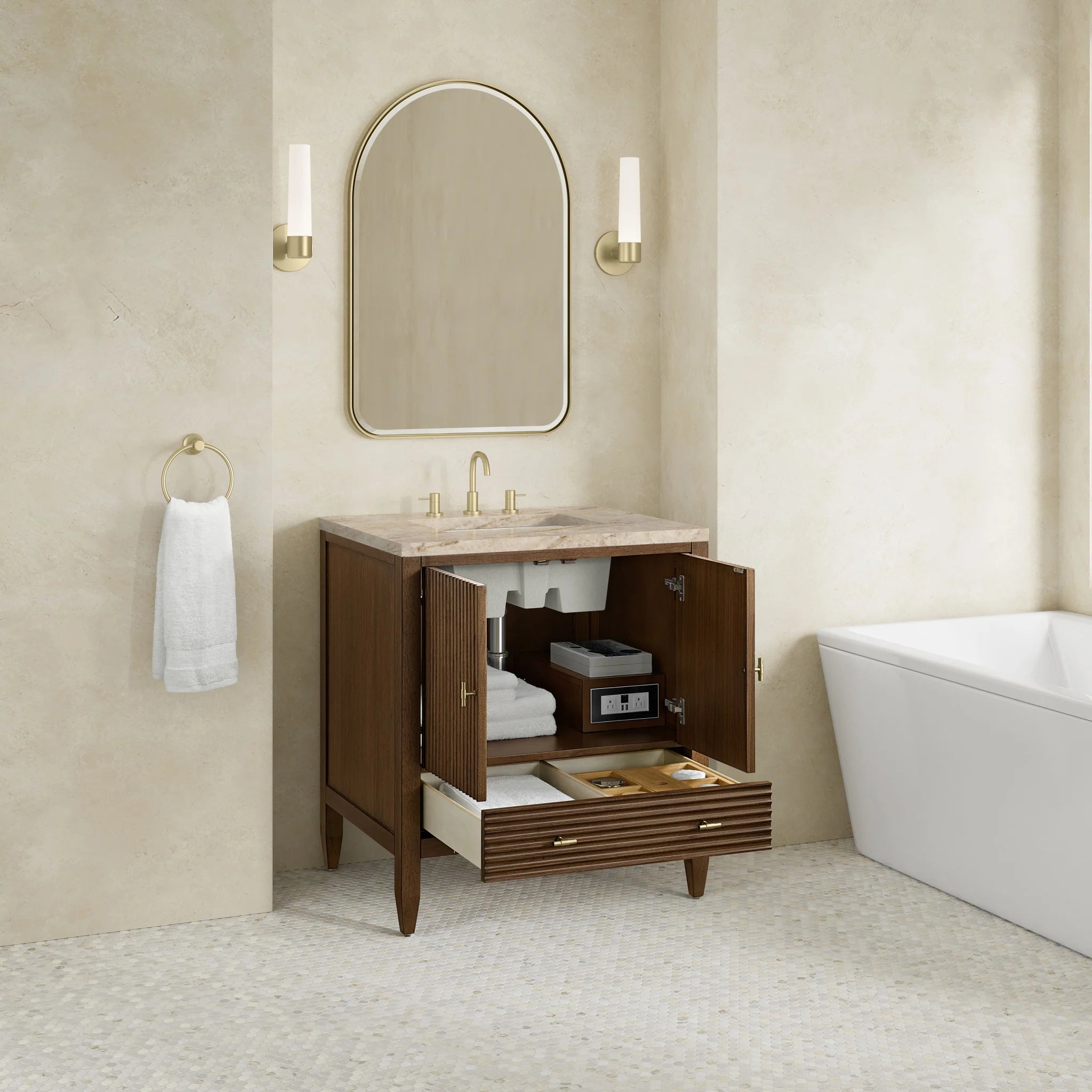 30" Myrrin Single Vanity in Mid-Century Walnut by James Martin Vanities-Tajnar Eclos 3