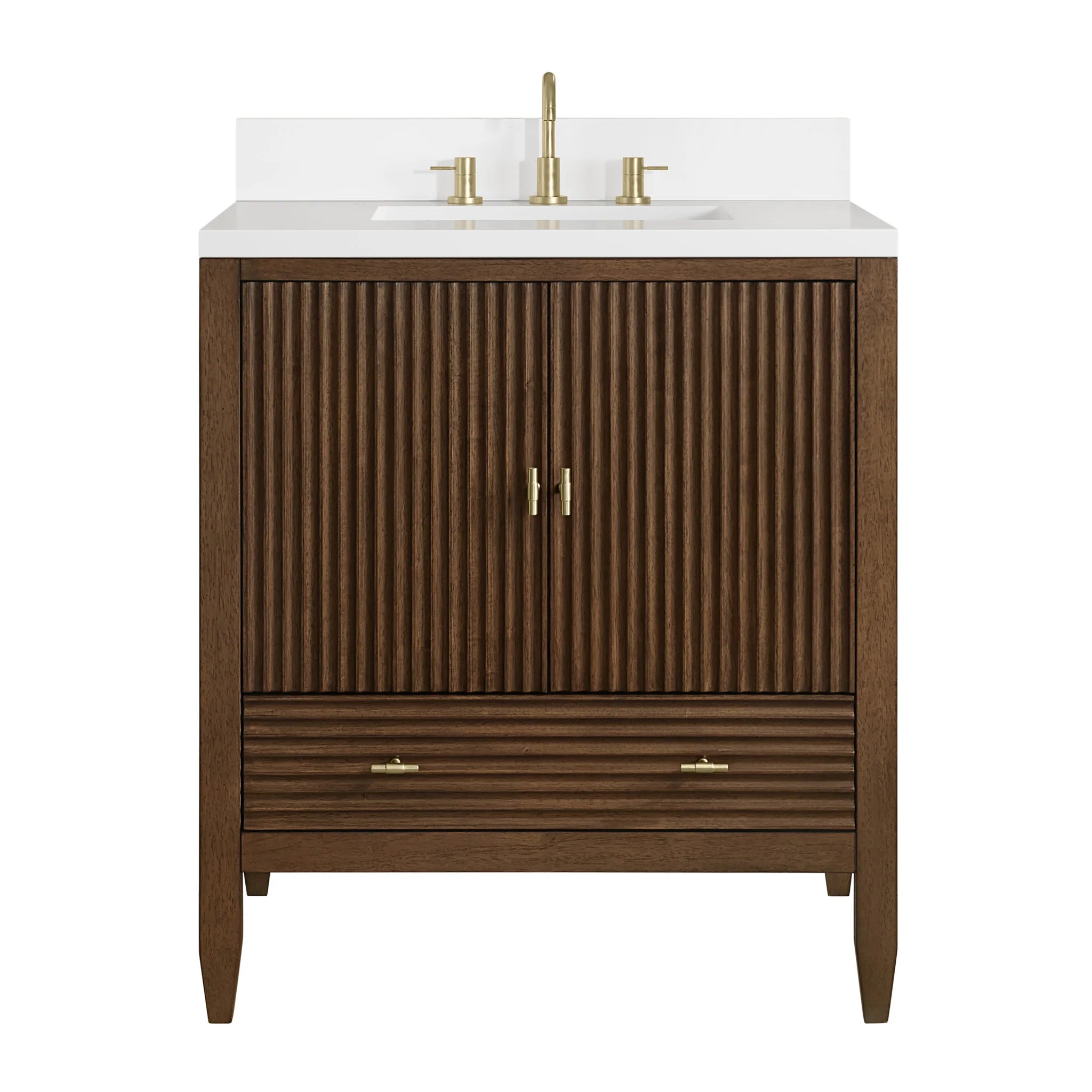 30" Myrrin Single Vanity in Mid-Century Walnut by James Martin Vanities-White Zeus Silestone 1