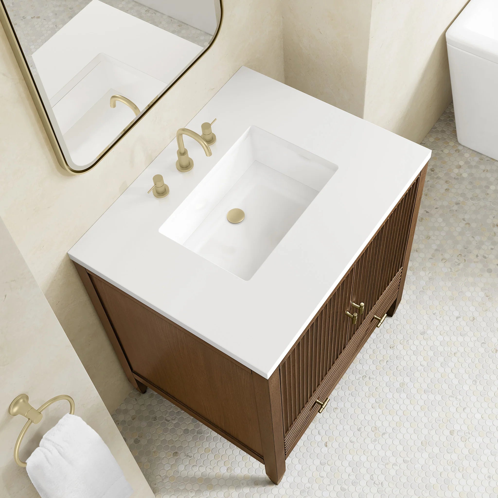 30" Myrrin Single Vanity in Mid-Century Walnut by James Martin Vanities-White Zeus Silestone 9