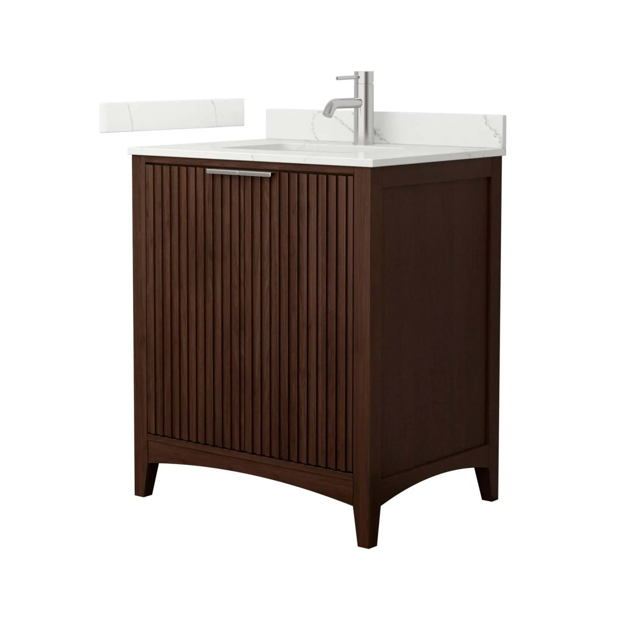 30" Palmilla Single Bathroom Vanity in Dark Walnut with Brushed Nickel Trim by Wyndham