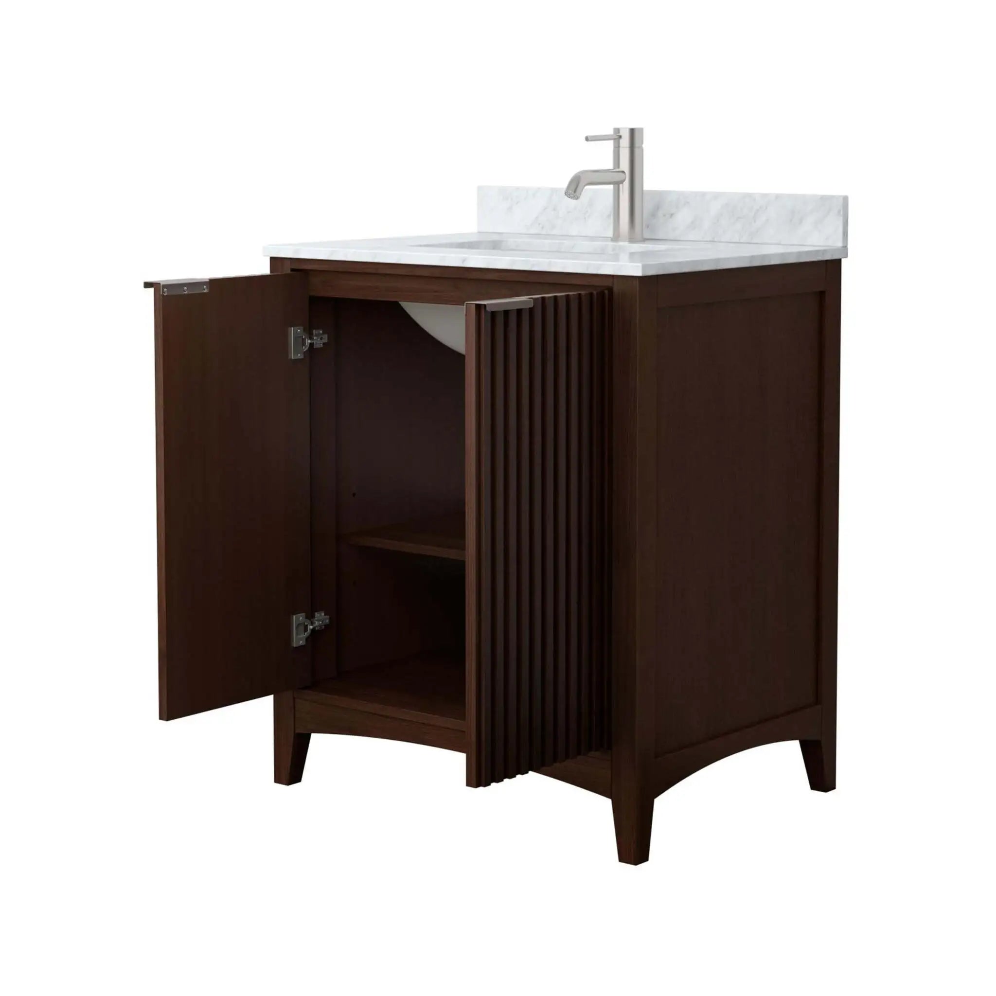 30" Palmilla Single Bathroom Vanity in Dark Walnut with Brushed Nickel Trim by Wyndham