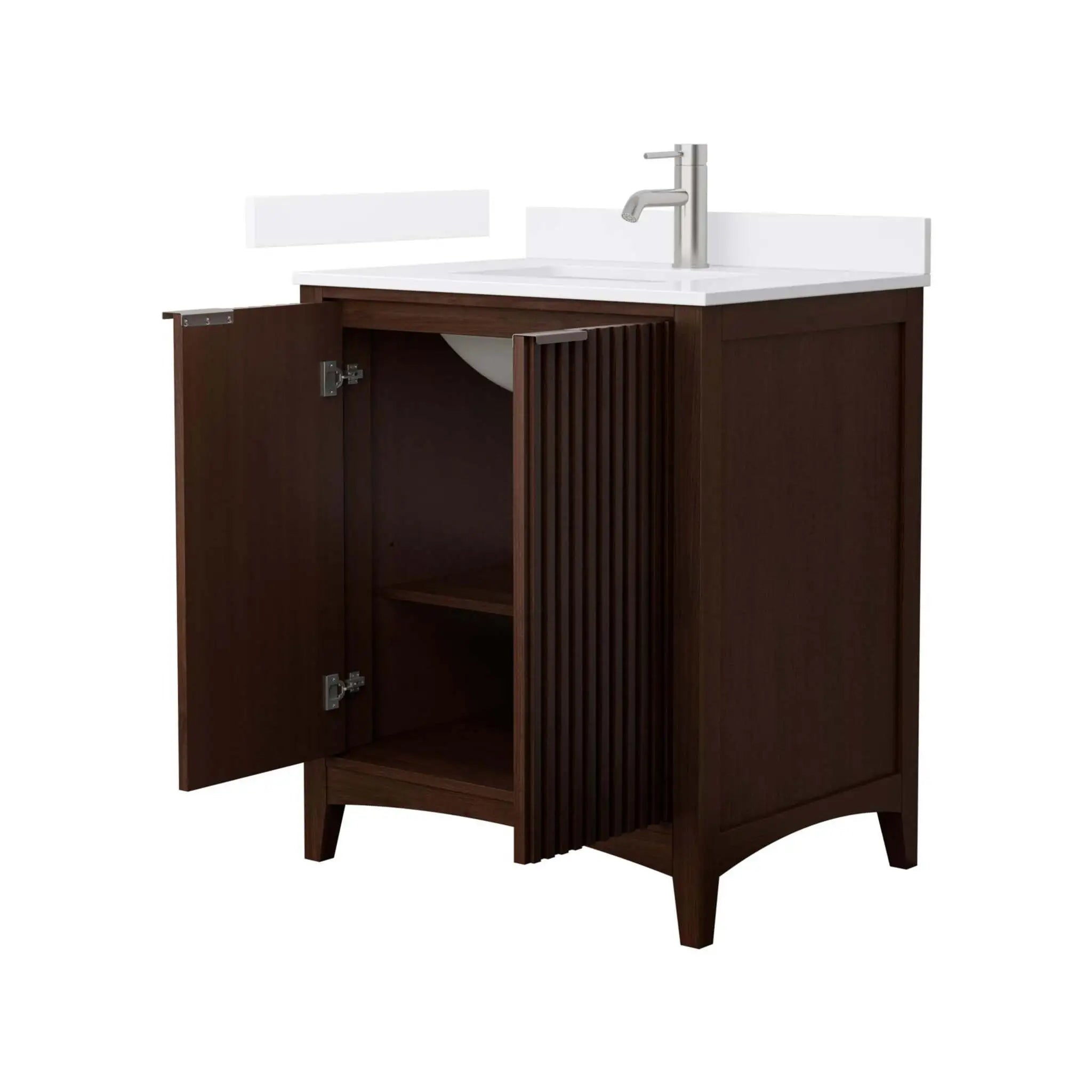 30" Palmilla Single Bathroom Vanity in Dark Walnut with Brushed Nickel Trim by Wyndham