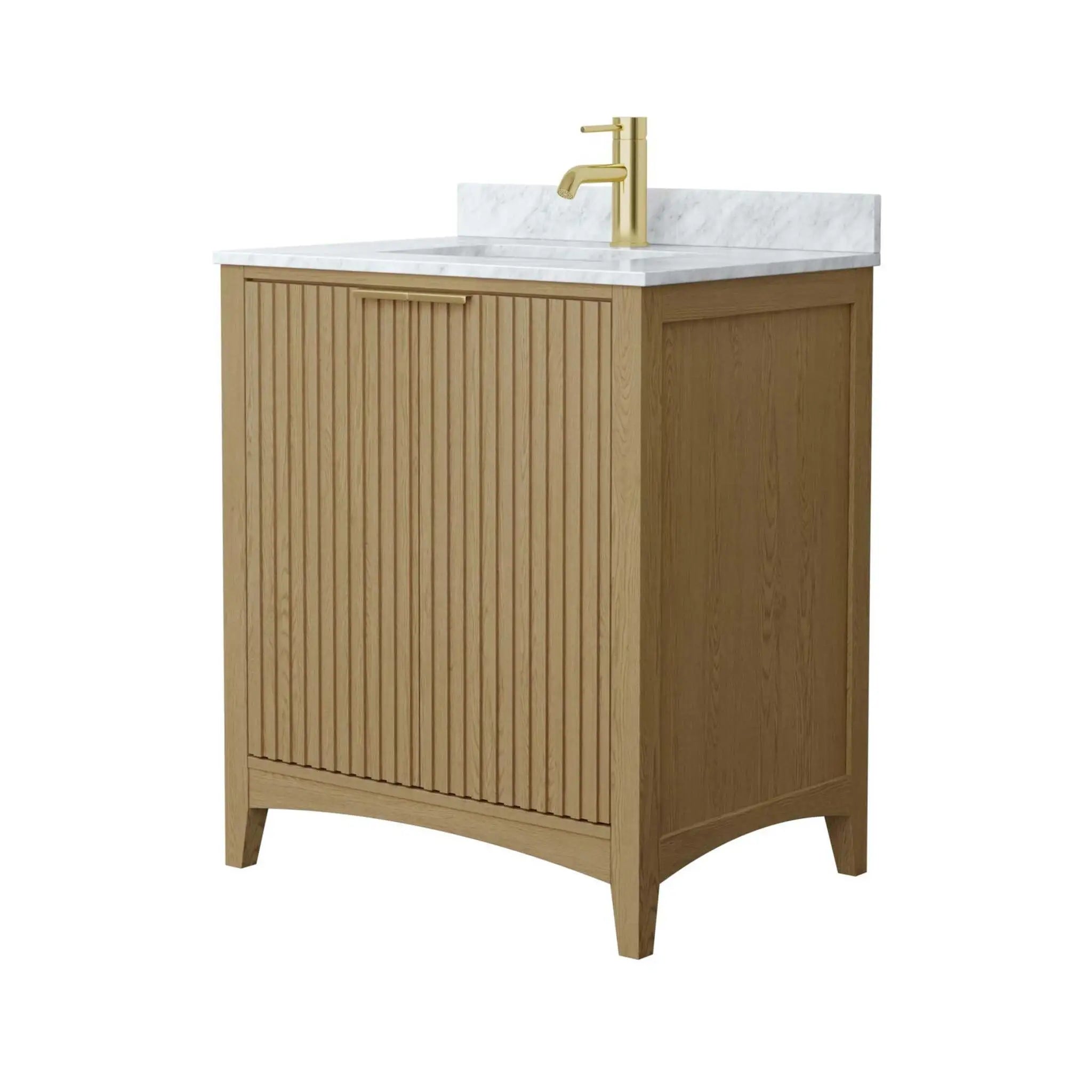 30" Palmilla Single Bathroom Vanity in Natural Oak with Brushed Gold Trim by Wyndham