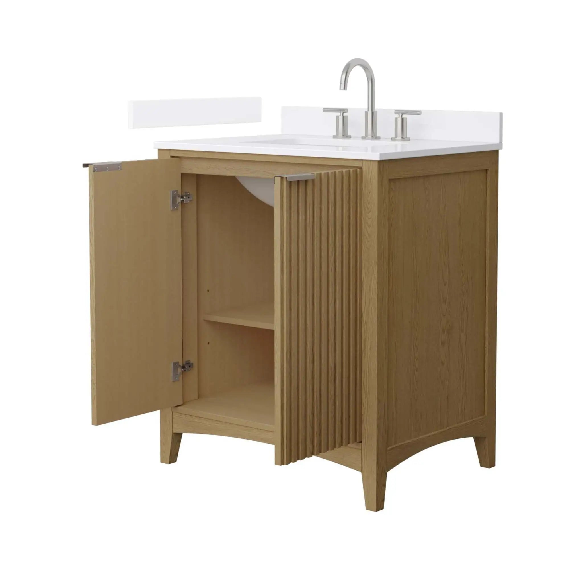 30" Palmilla Single Bathroom Vanity in Natural Oak with Brushed Nickel Trim by Wyndham