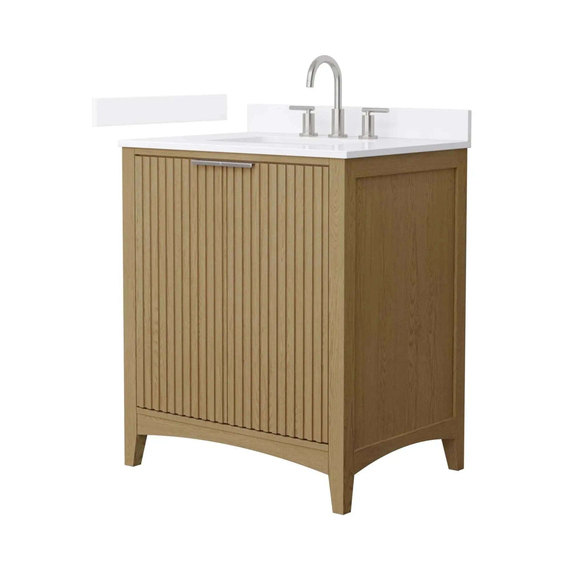 30" Palmilla Single Bathroom Vanity in Natural Oak with Brushed Nickel Trim by Wyndham
