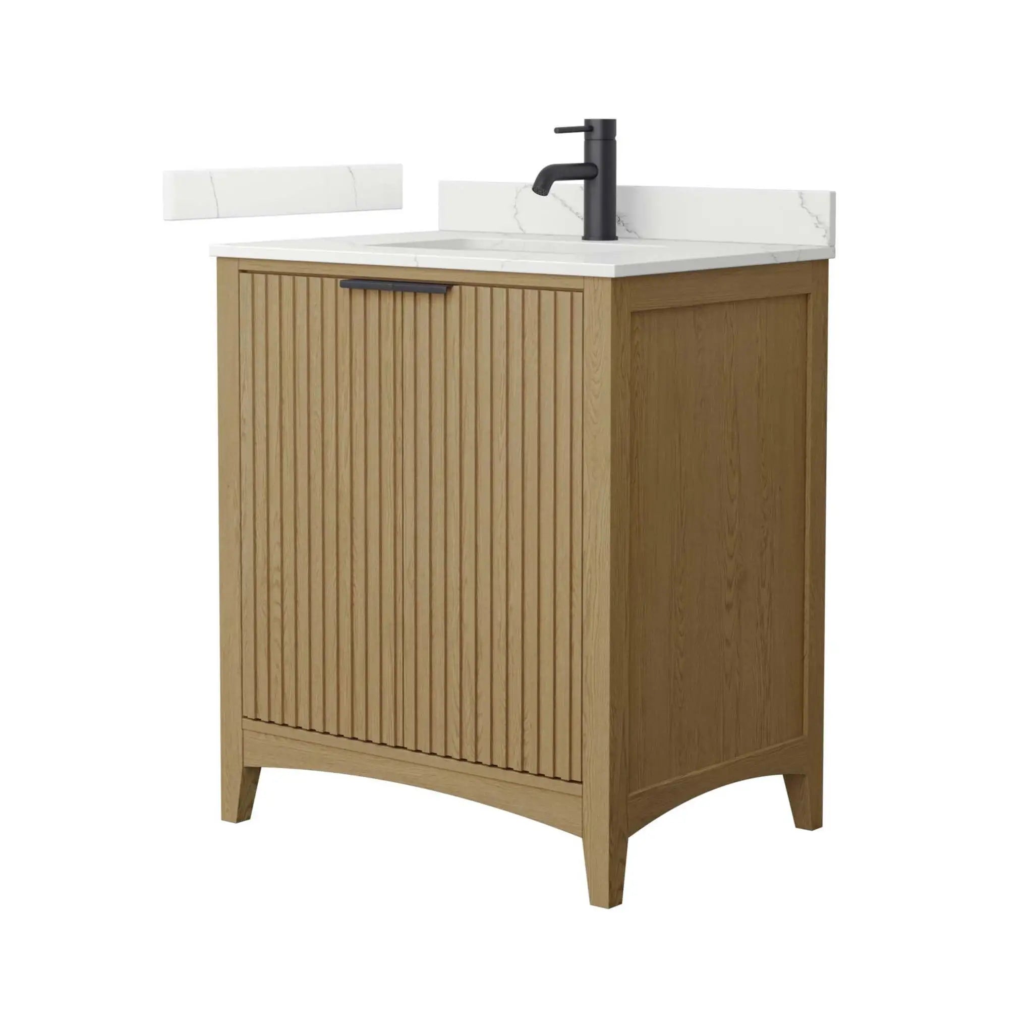30" Palmilla Single Bathroom Vanity in Natural Oak with Matte Black Trim by Wyndham
