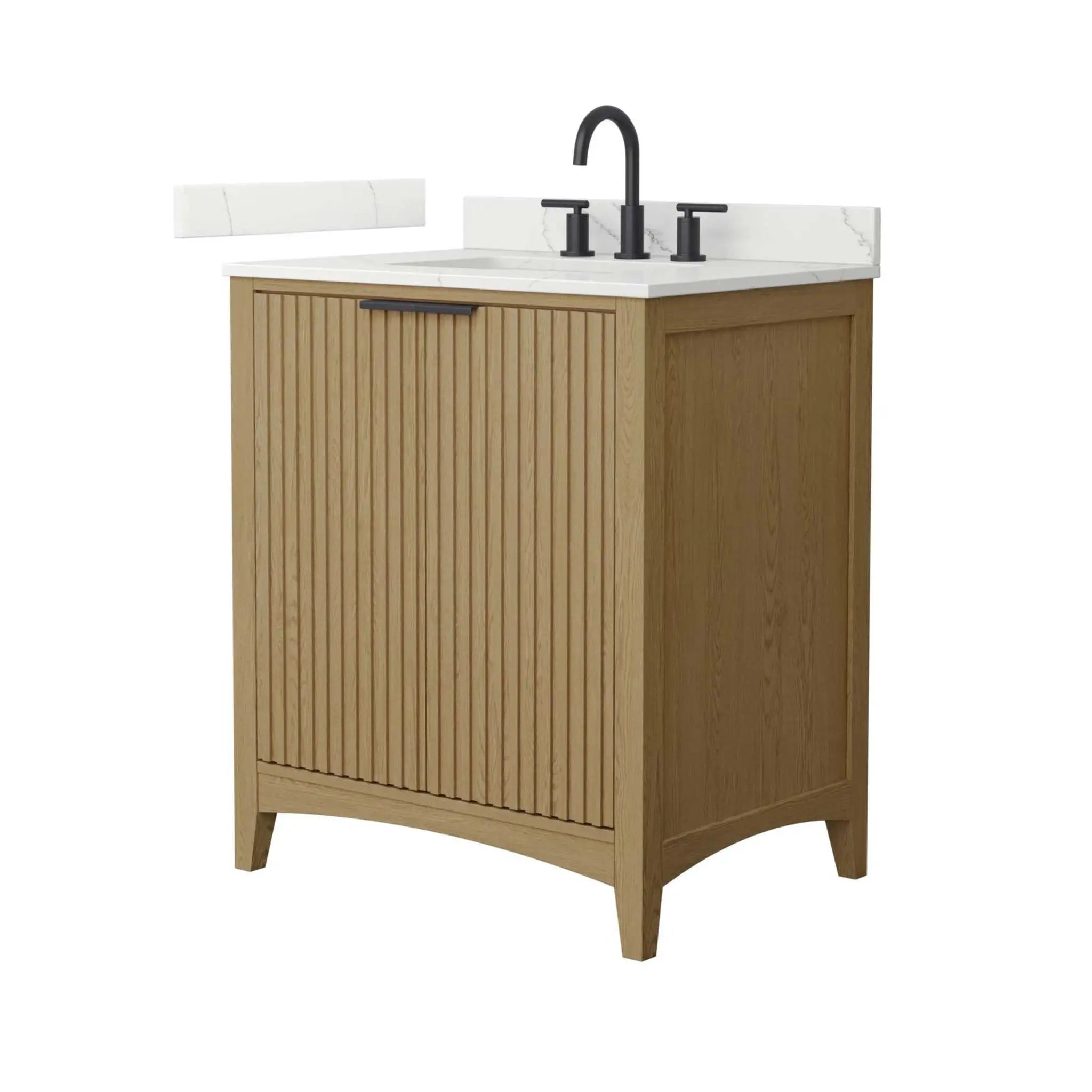 30" Palmilla Single Bathroom Vanity in Natural Oak with Matte Black Trim by Wyndham