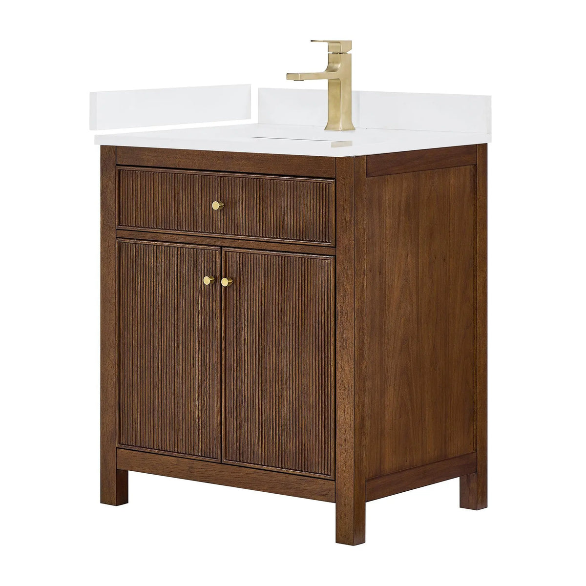 30" Pendry Single Bathroom Vanity Dark Walnut Brushed Gold Trim by wyndham View 13