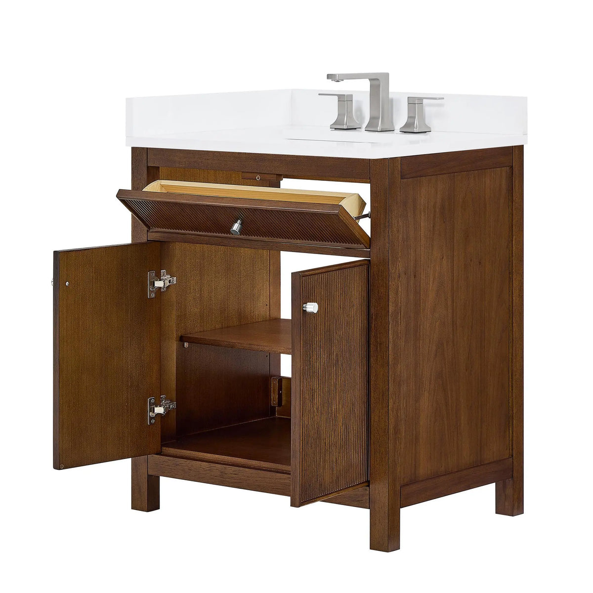 30" Pendry Single Bathroom Vanity Dark Walnut Brushed Nickel Trim by wyndham View 31
