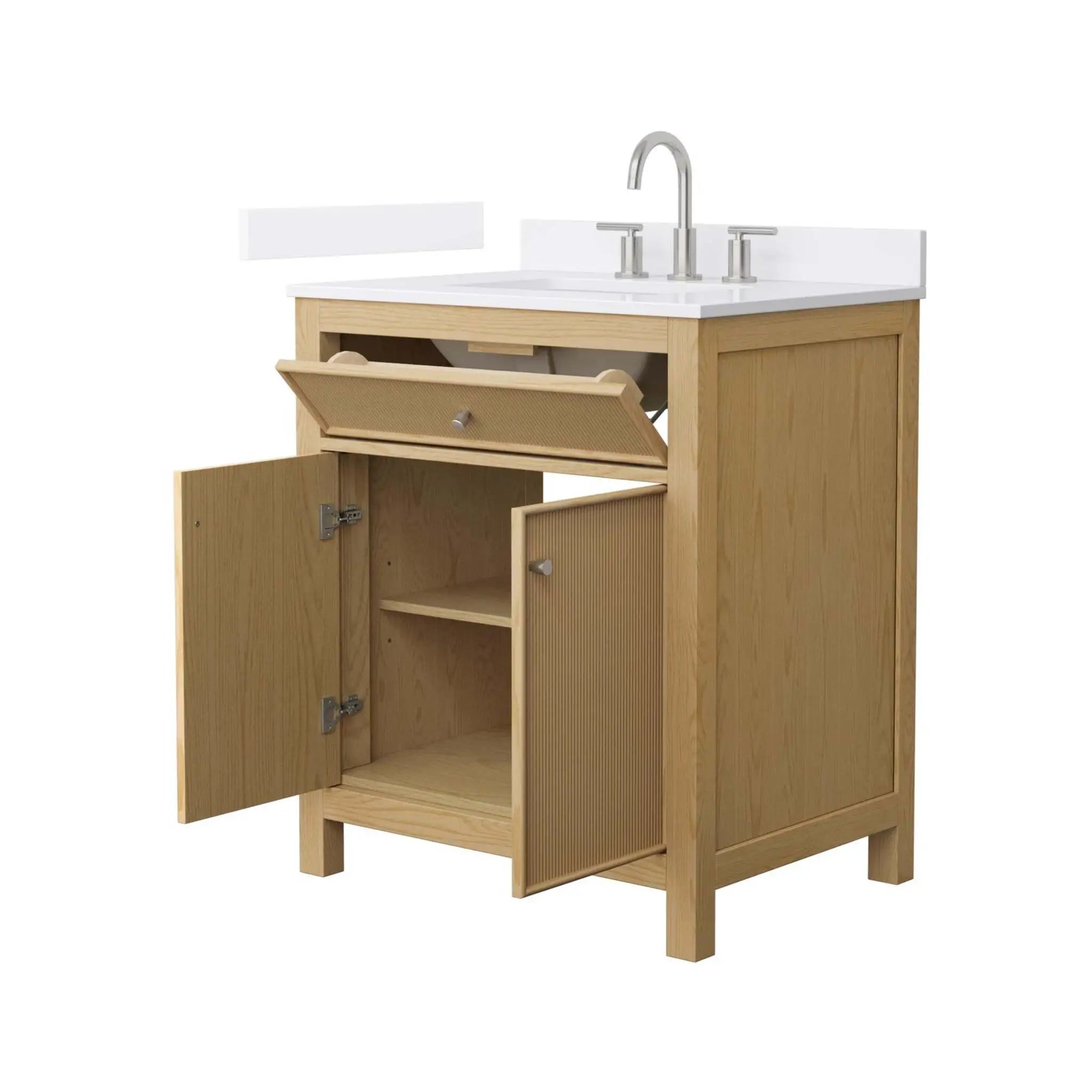 30" Pendry Single Bathroom Vanity in Tanned Oak with Brushed Nickel Trim by Wyndham