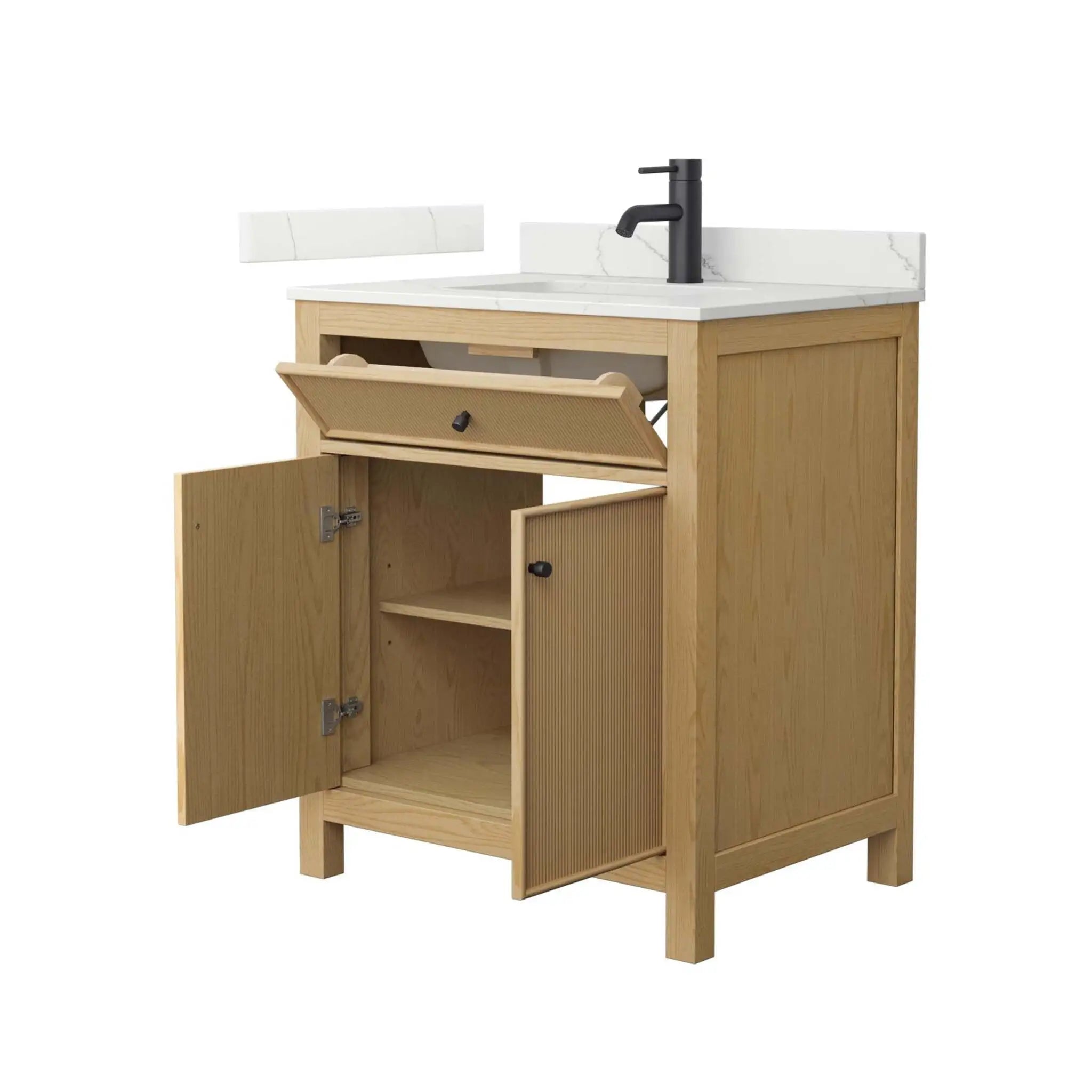 30" Pendry Single Bathroom Vanity in Tanned Oak with Matte Black Trim by Wyndham