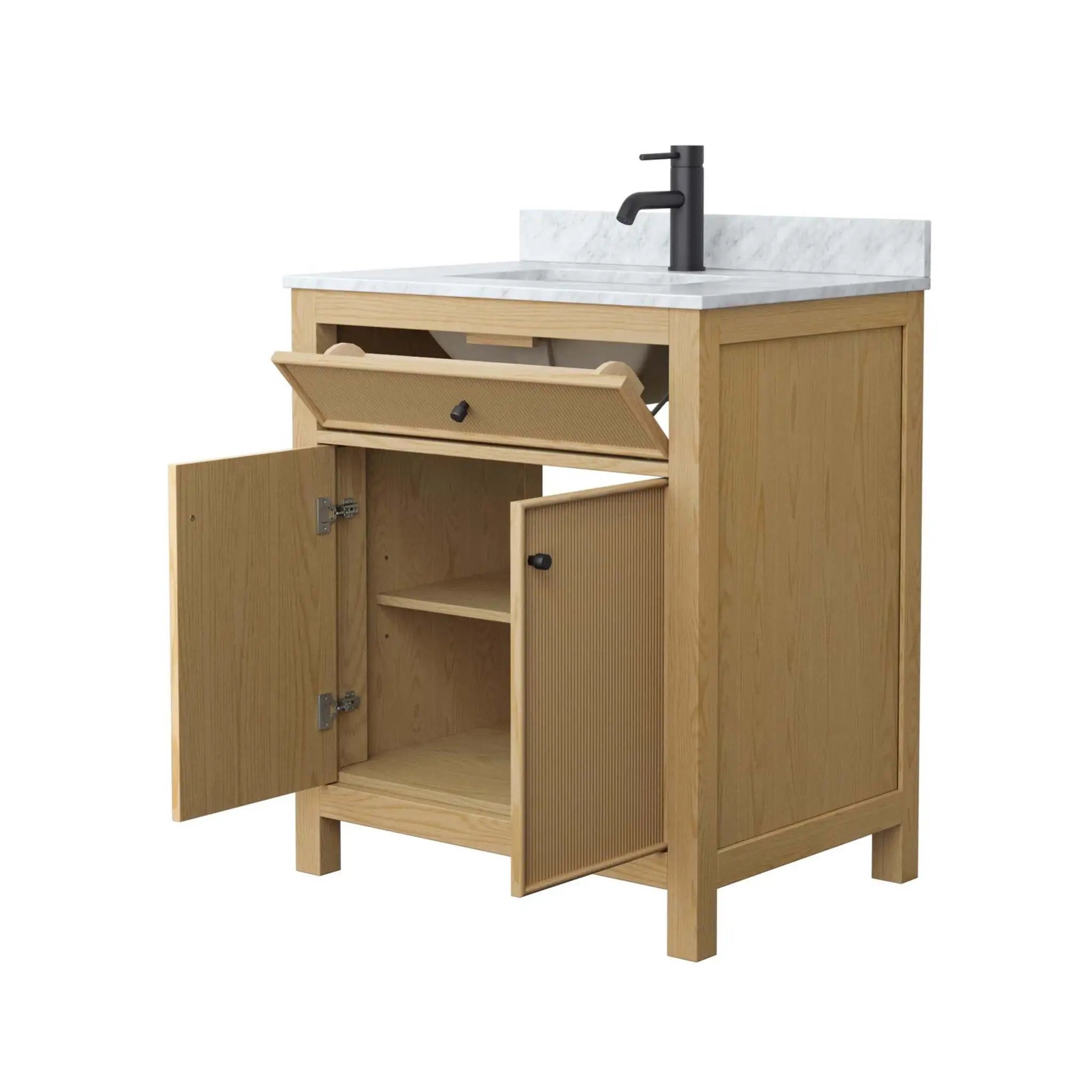 30" Pendry Single Bathroom Vanity in Tanned Oak with Matte Black Trim by Wyndham