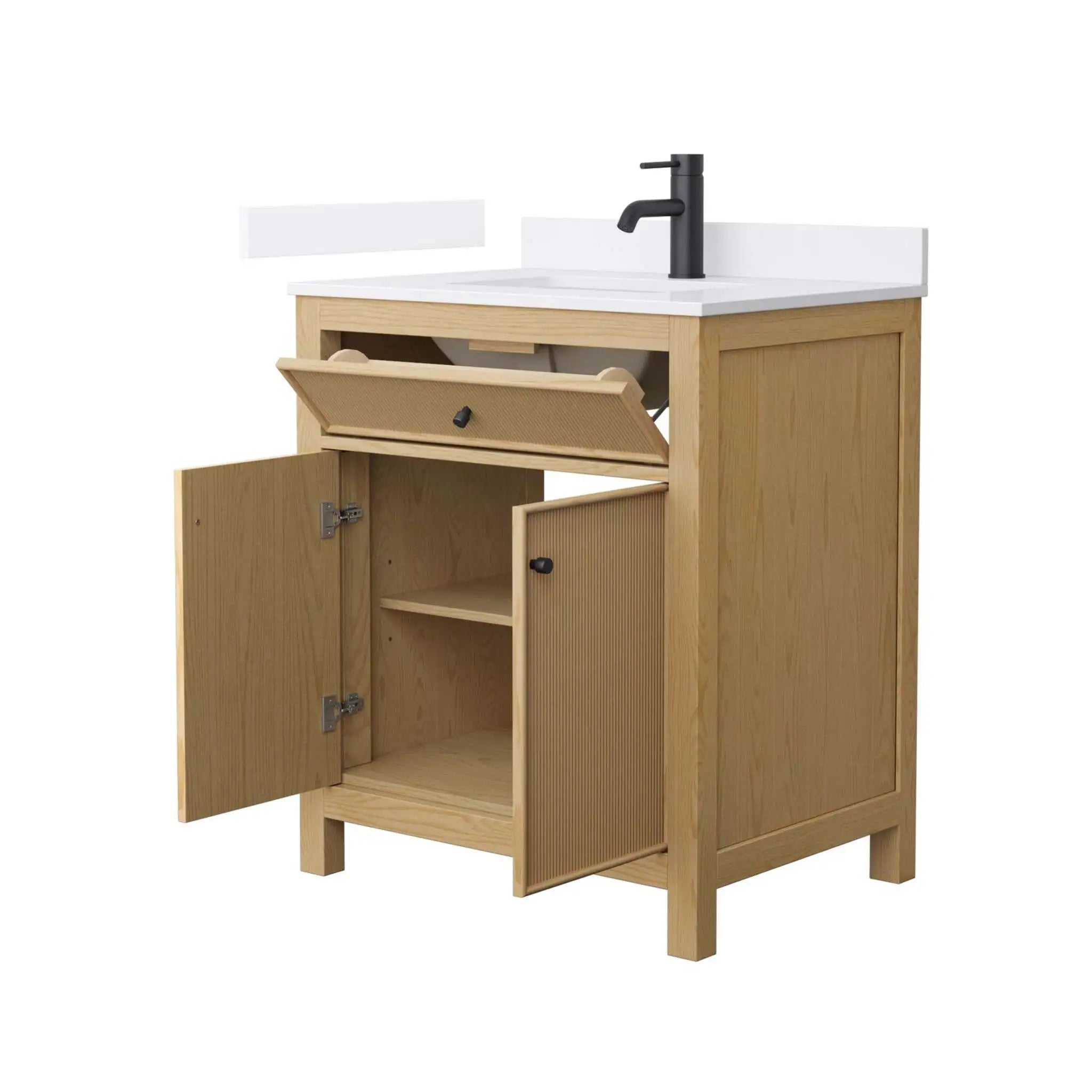 30" Pendry Single Bathroom Vanity in Tanned Oak with Matte Black Trim by Wyndham