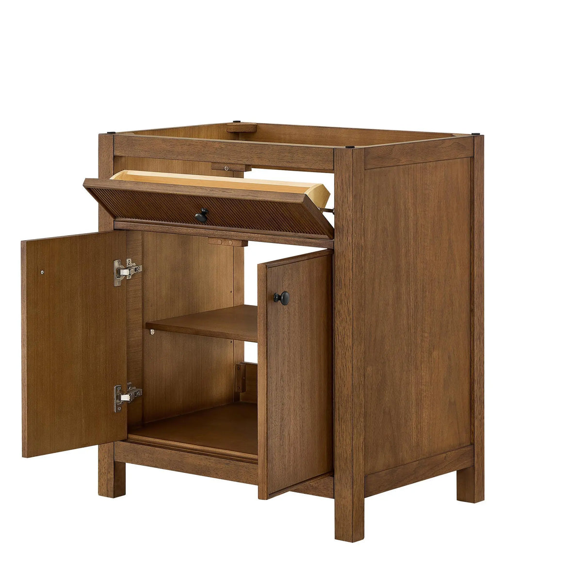 30" Rian Single Bathroom Vanity Toasted Walnut Matte Black Trim by wyndham View 18