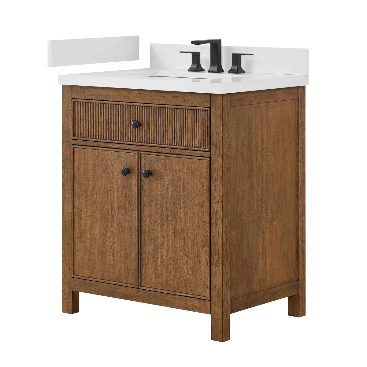 30" Rian Single Bathroom Vanity Toasted Walnut Matte Black Trim by wyndham View 5