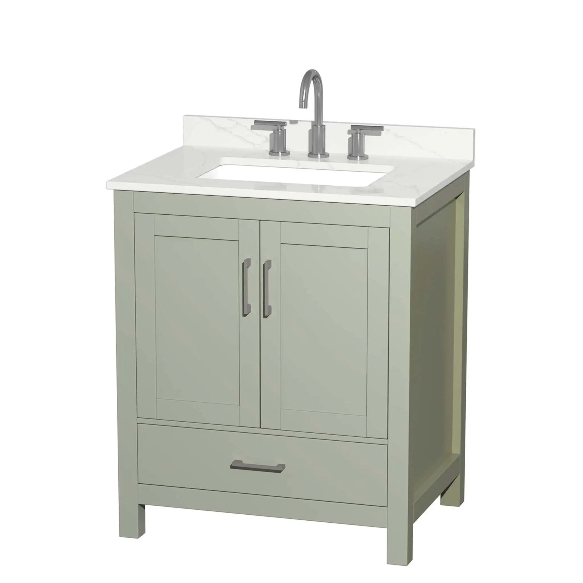 30" Sheffield 30 inch Single Bathroom Vanity in Light Green with Brushed Nickel Trim by Wyndham