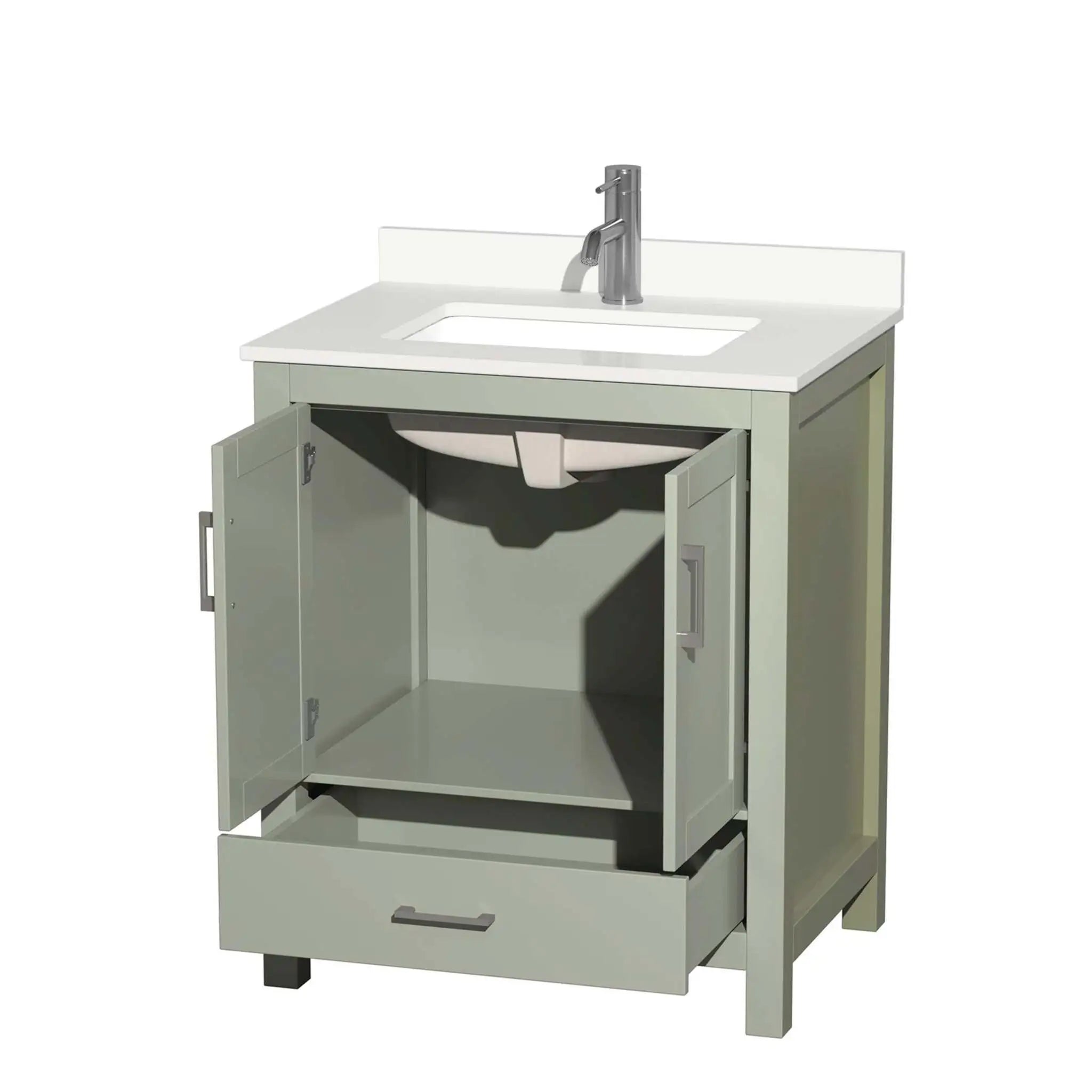 30" Sheffield 30 inch Single Bathroom Vanity in Light Green with Brushed Nickel Trim by Wyndham
