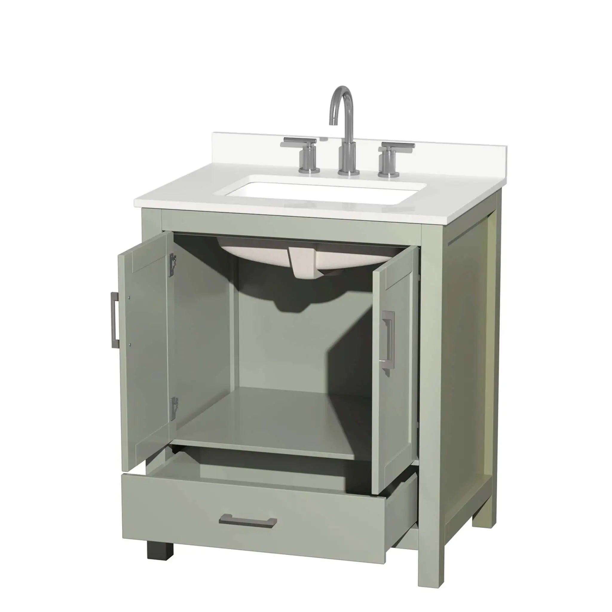 30" Sheffield 30 inch Single Bathroom Vanity in Light Green with Brushed Nickel Trim by Wyndham