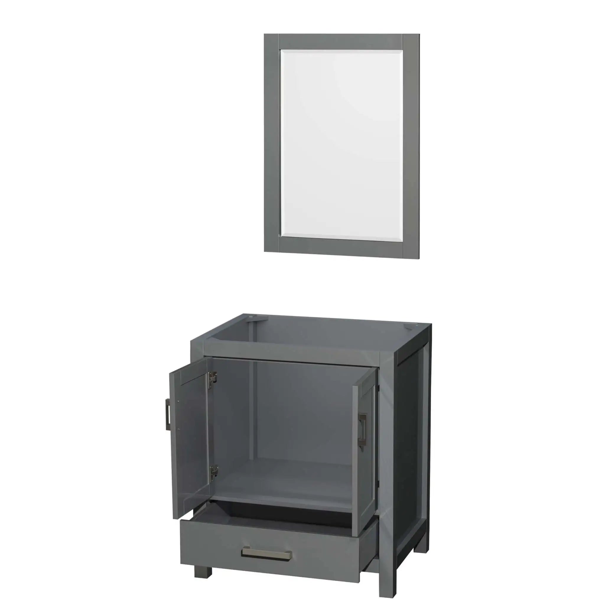 30" Sheffield Single Bathroom Vanity in Dark Gray with Brushed Chrome Trim & 24" Mirror by Wyndham