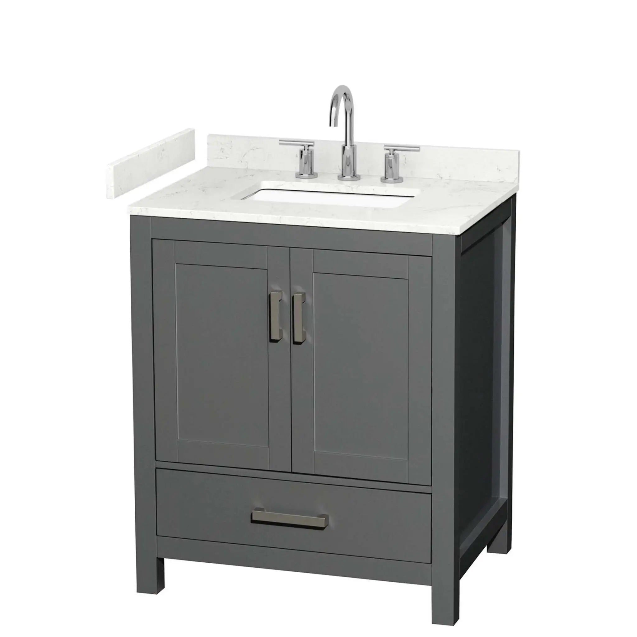 30" Sheffield Single Bathroom Vanity in Dark Gray with Brushed Chrome Trim by Wyndham