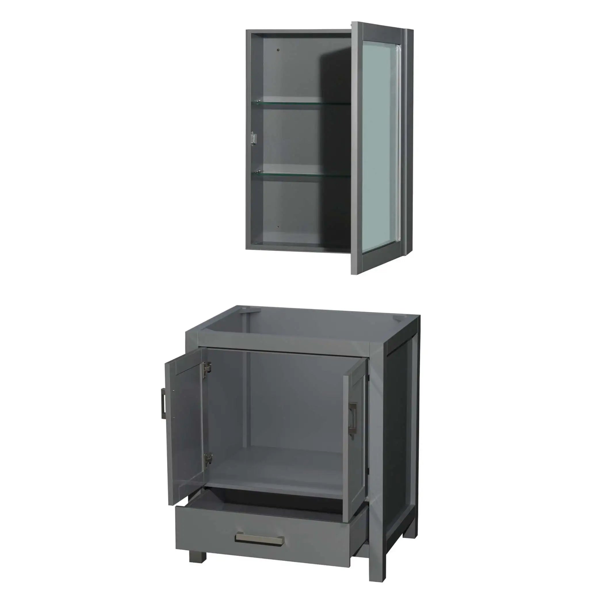 30" Sheffield Single Bathroom Vanity in Dark Gray with Brushed Chrome Trim & Medicine Cabinet by Wyndham