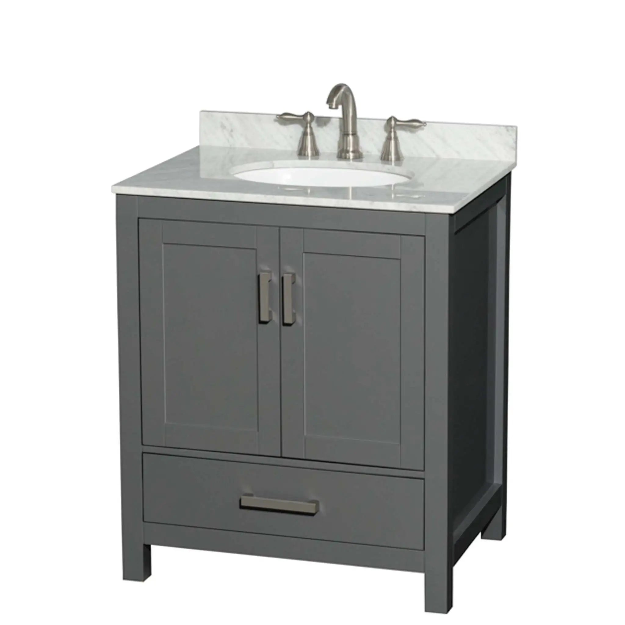 30" Sheffield Single Bathroom Vanity in Dark Gray with Brushed Chrome Trim by Wyndham
