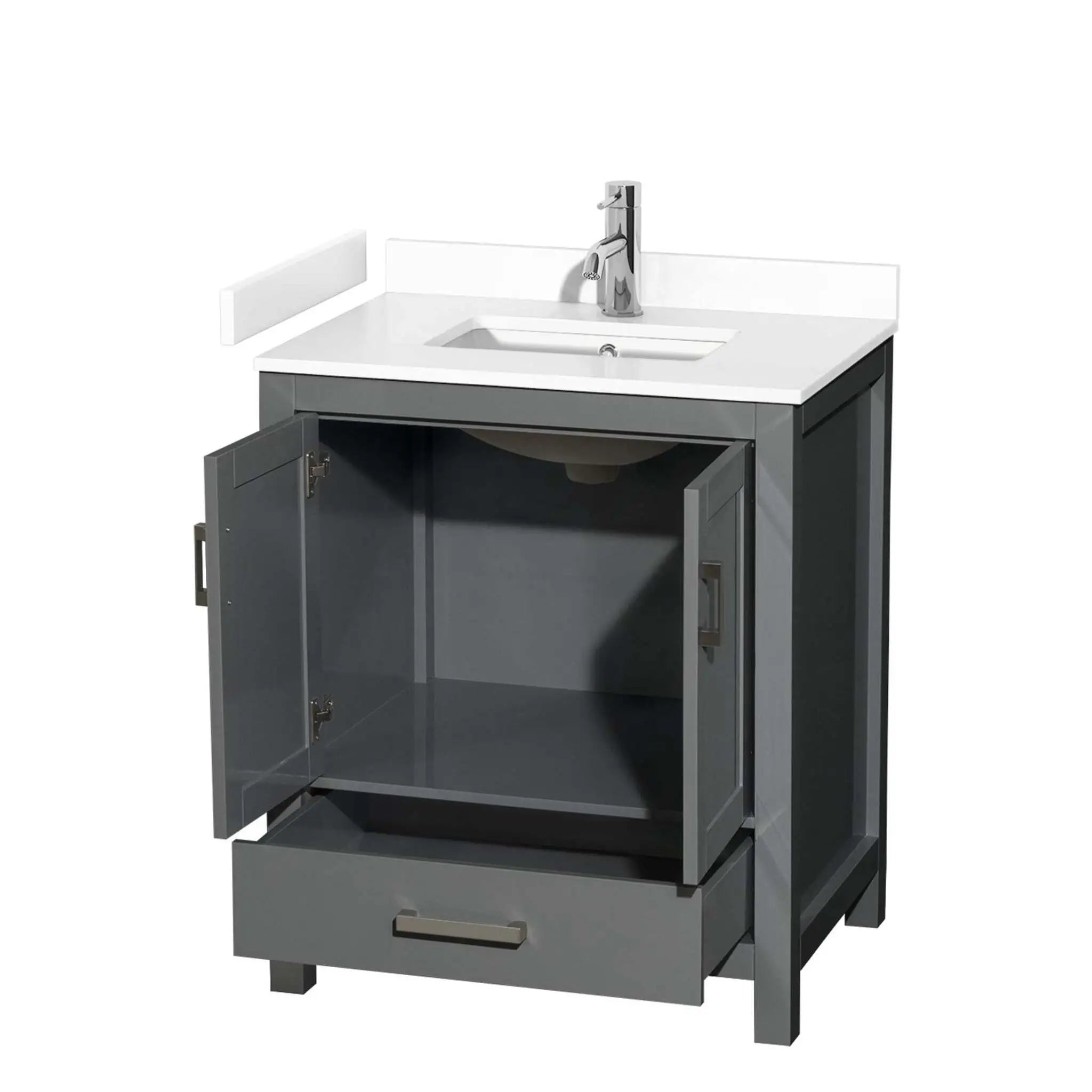 30" Sheffield Single Bathroom Vanity in Dark Gray with Brushed Chrome Trim by Wyndham