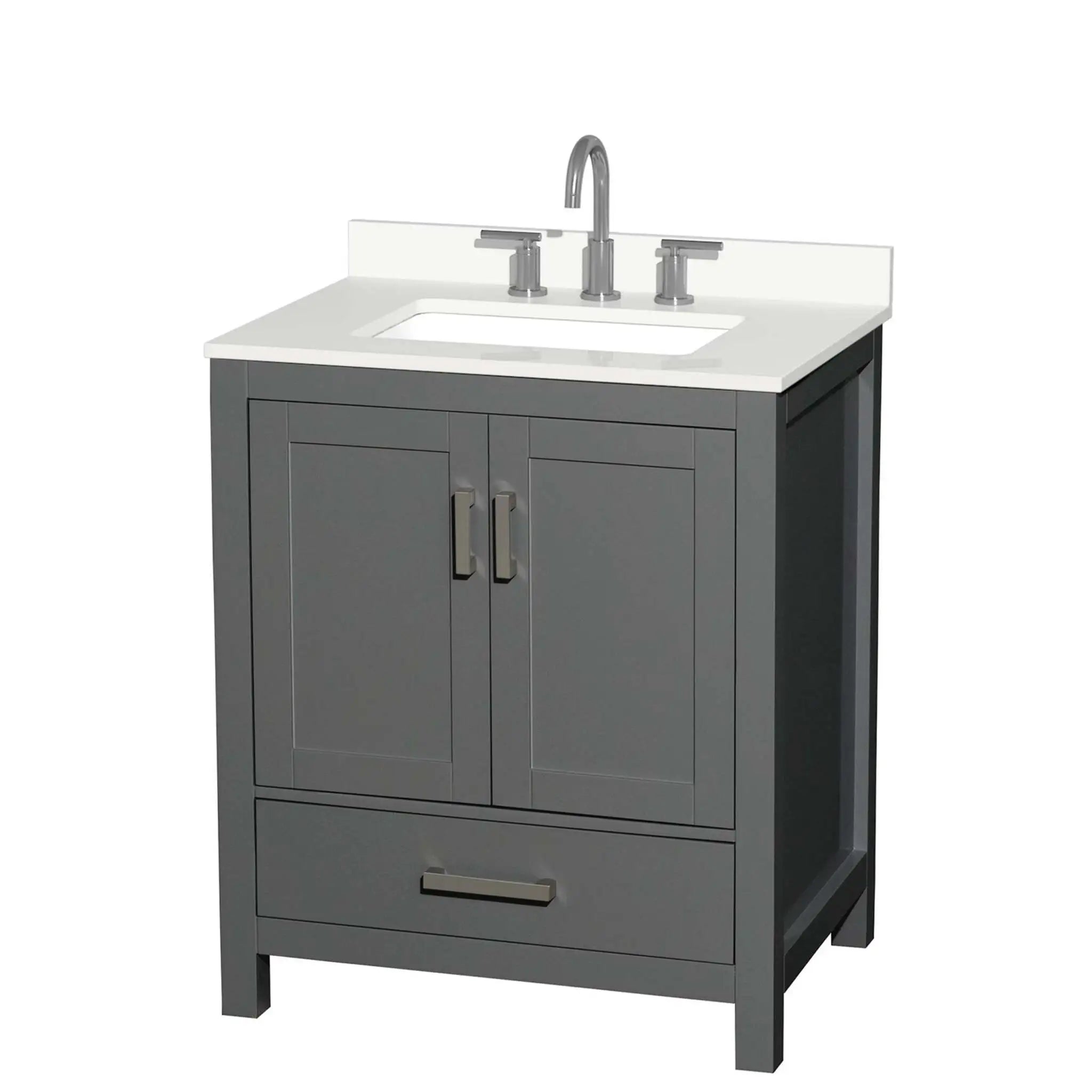 30" Sheffield Single Bathroom Vanity in Dark Gray with Brushed Chrome Trim by Wyndham